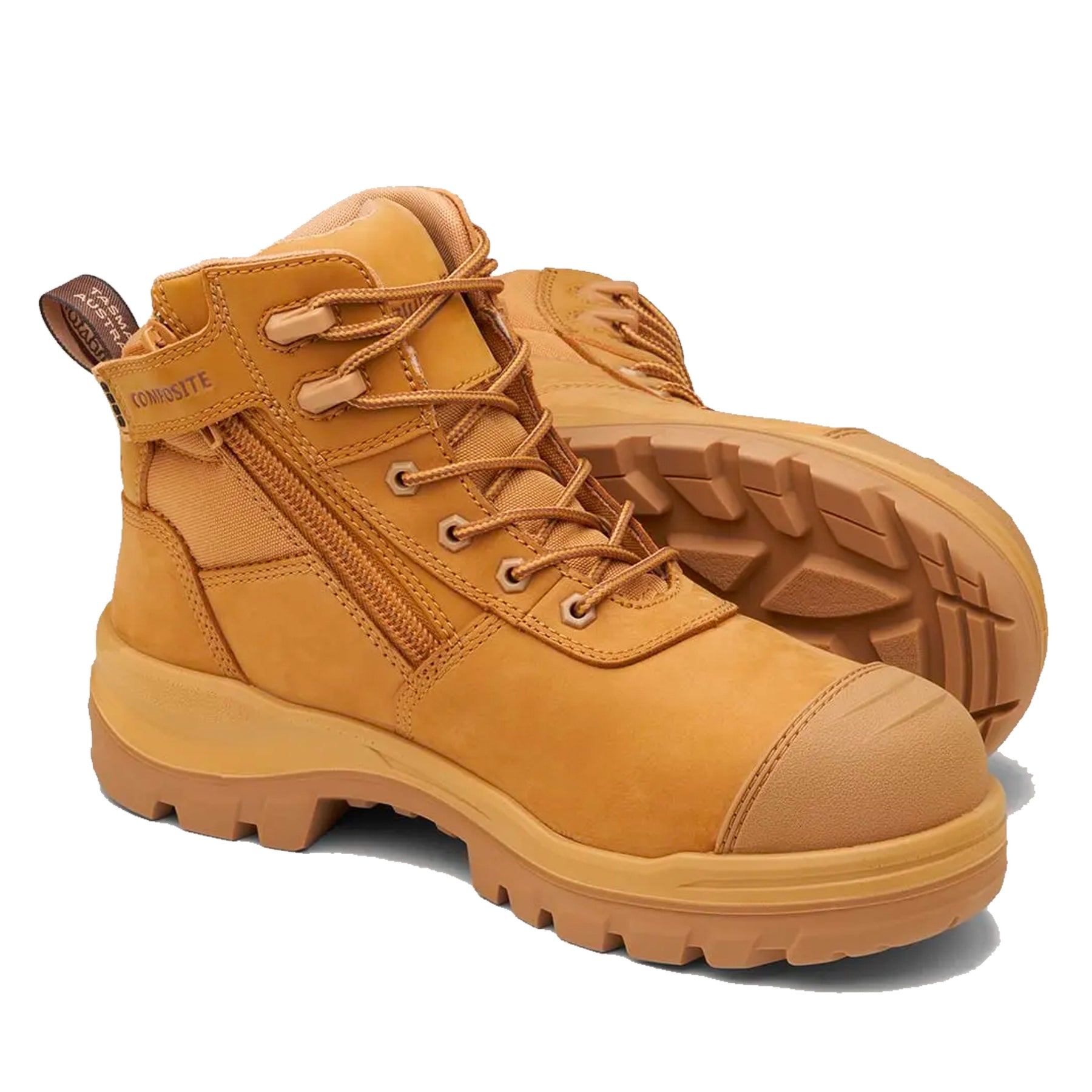 blundstone mid zip side rotoflex work boot in wheat