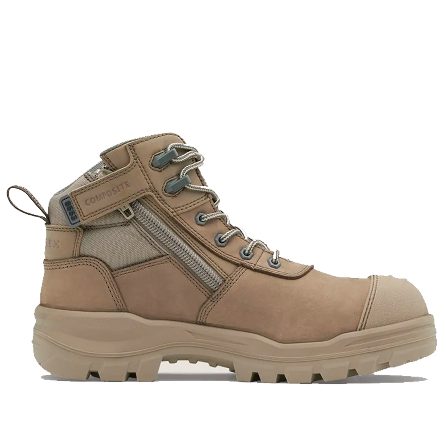 blundstone mid zip side rotoflex work boot in stone