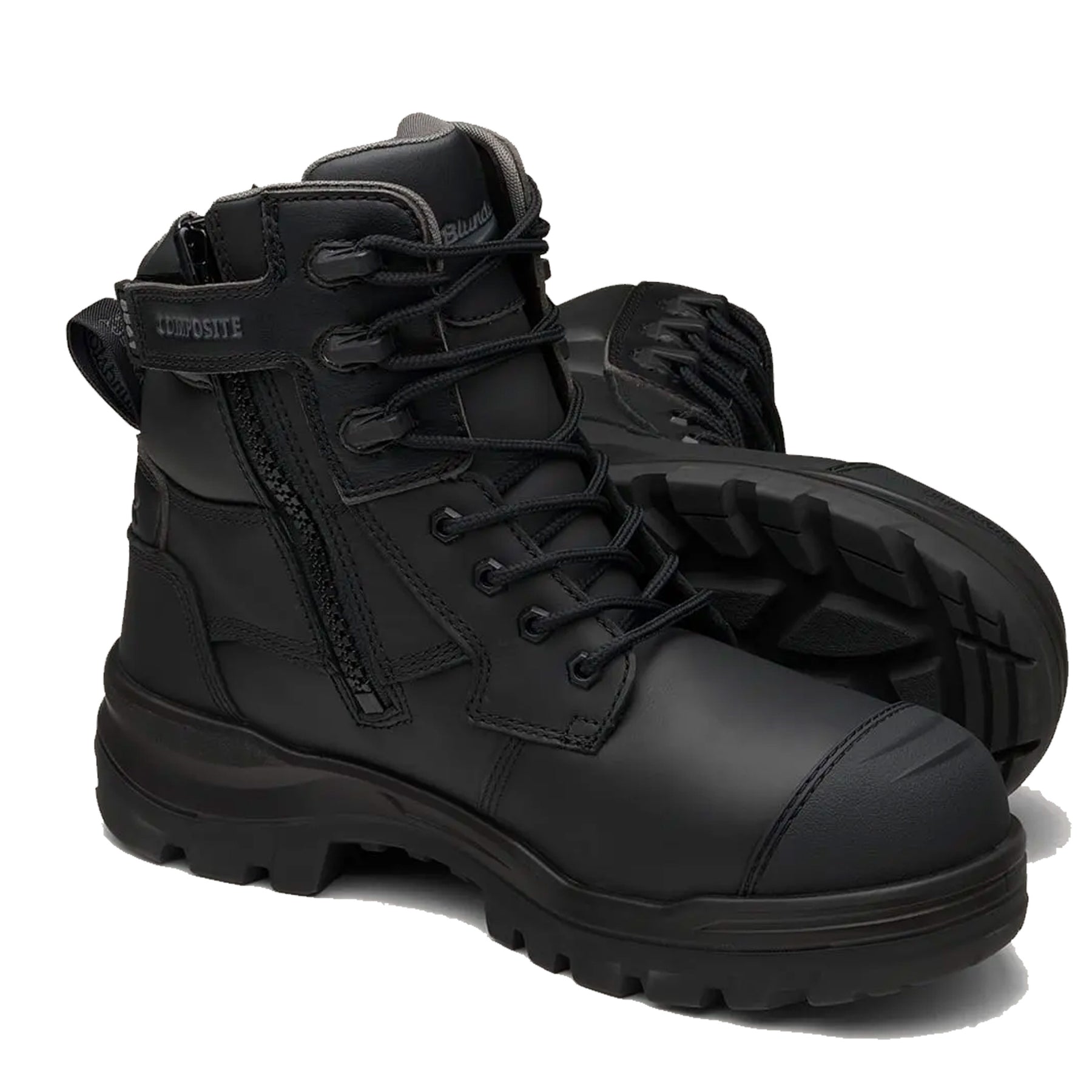 blundstone high zip side rotoflex boot in black