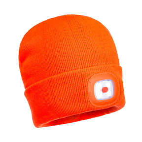 portwest beanie in orange with led headlight