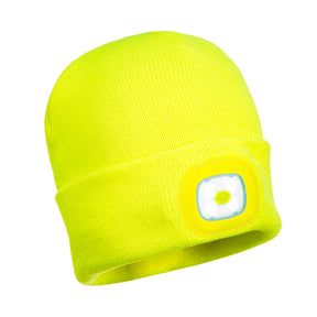 portwest beanie in yellow with led headlight
