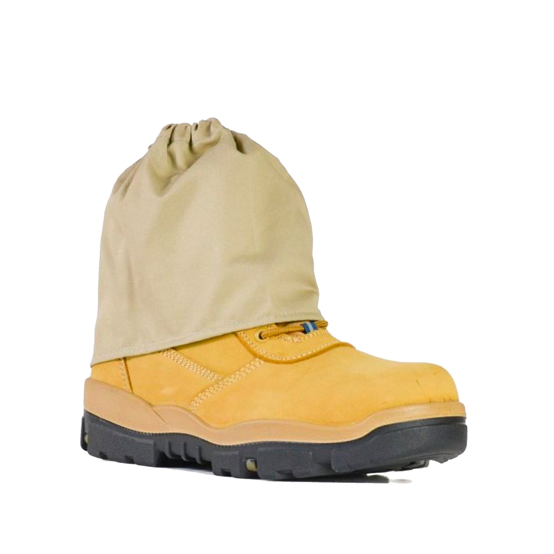 khaki hi vis sock protectors on boot