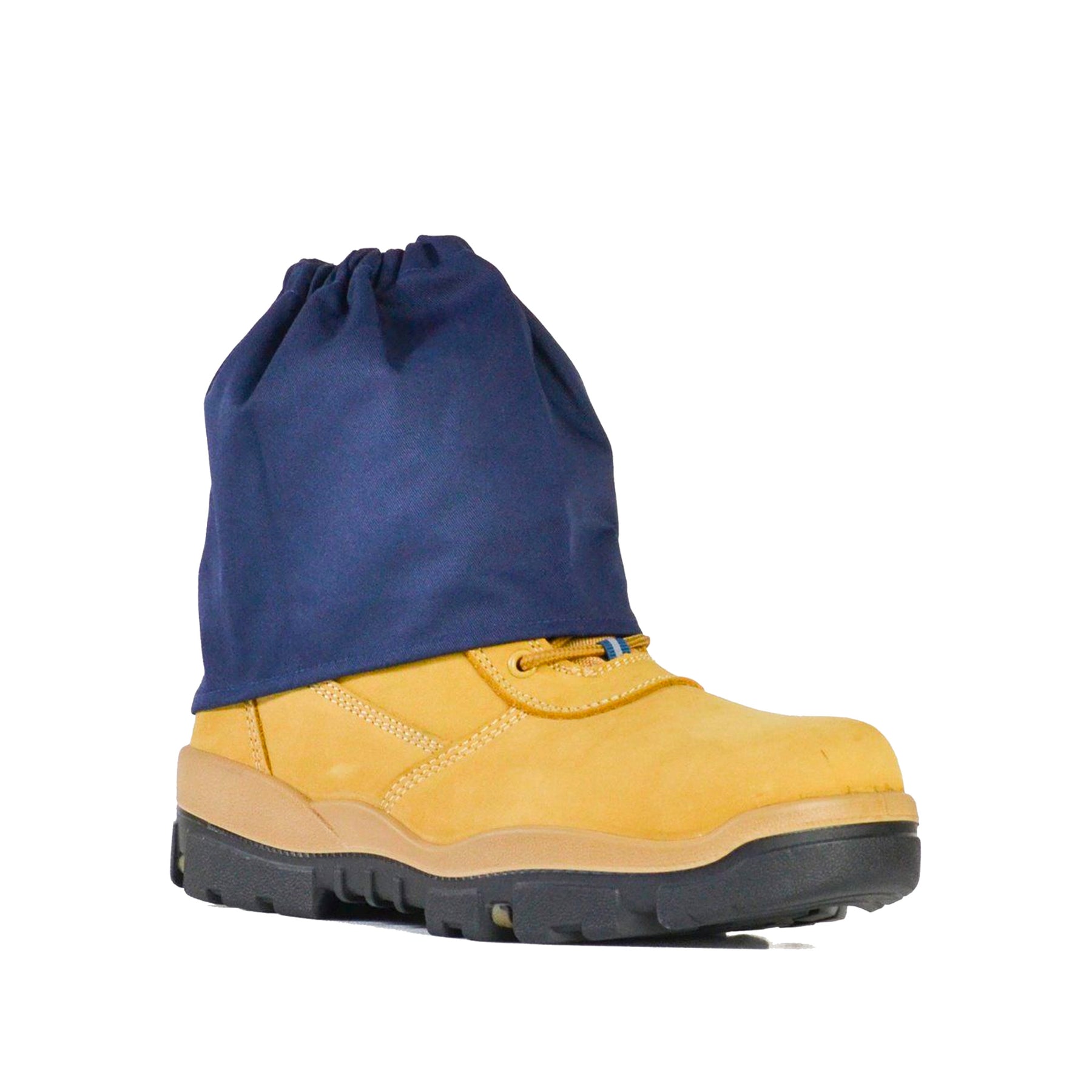 navy hi vis sock protectors on boot