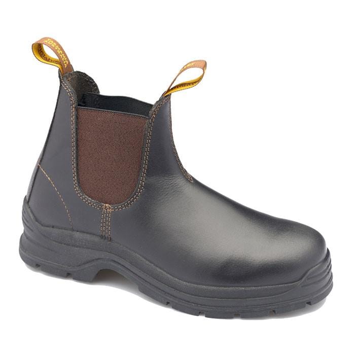 brown leather steel toe boot