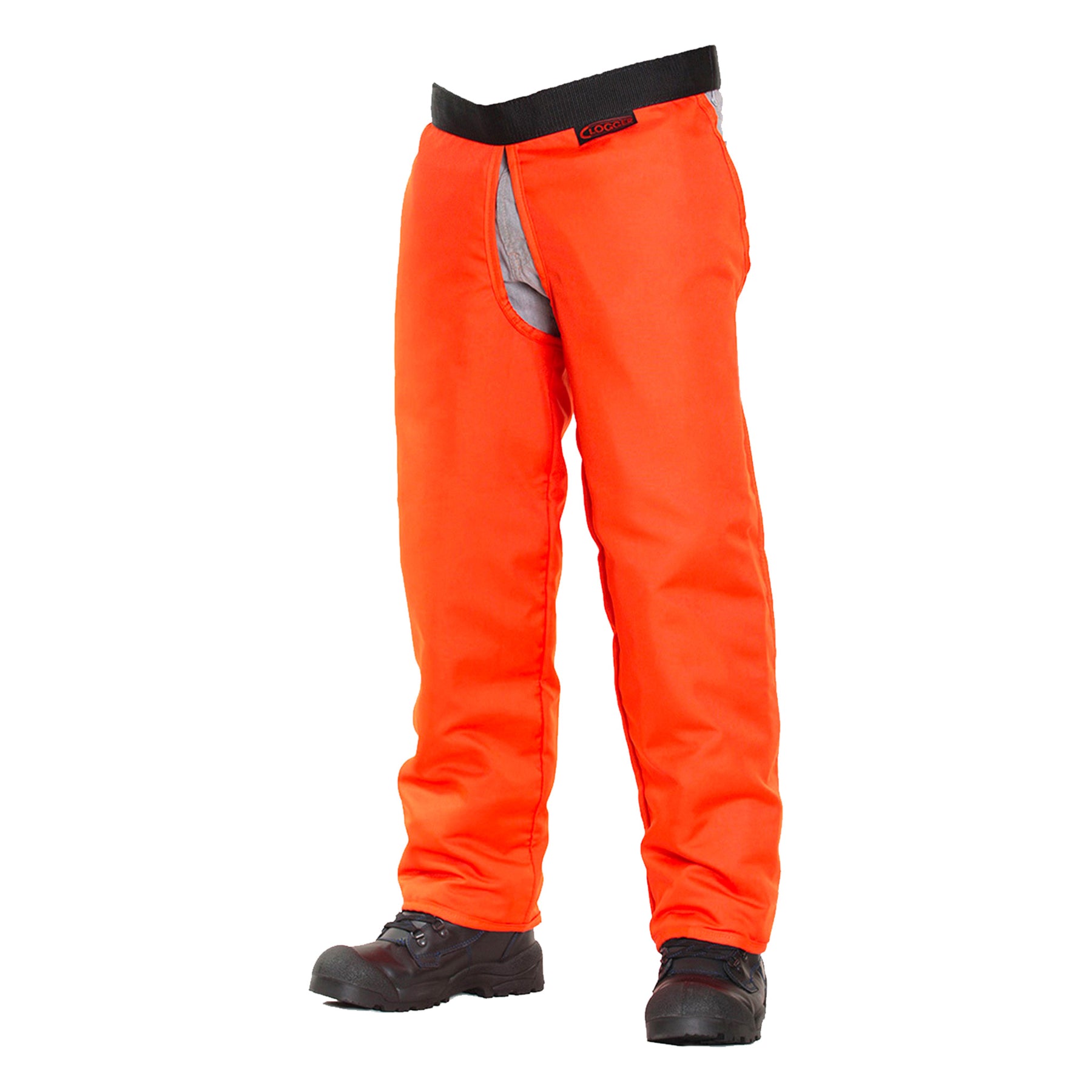 orange chainsaw chaps with zip