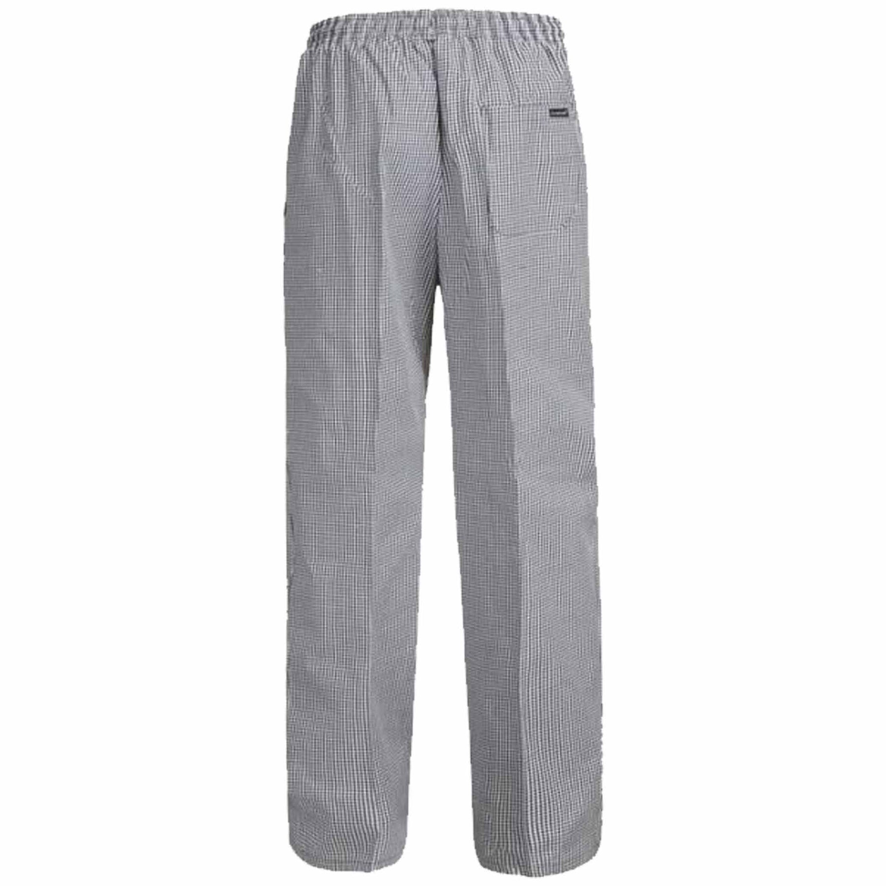 unisex chefs check elastic drawstring pant back view