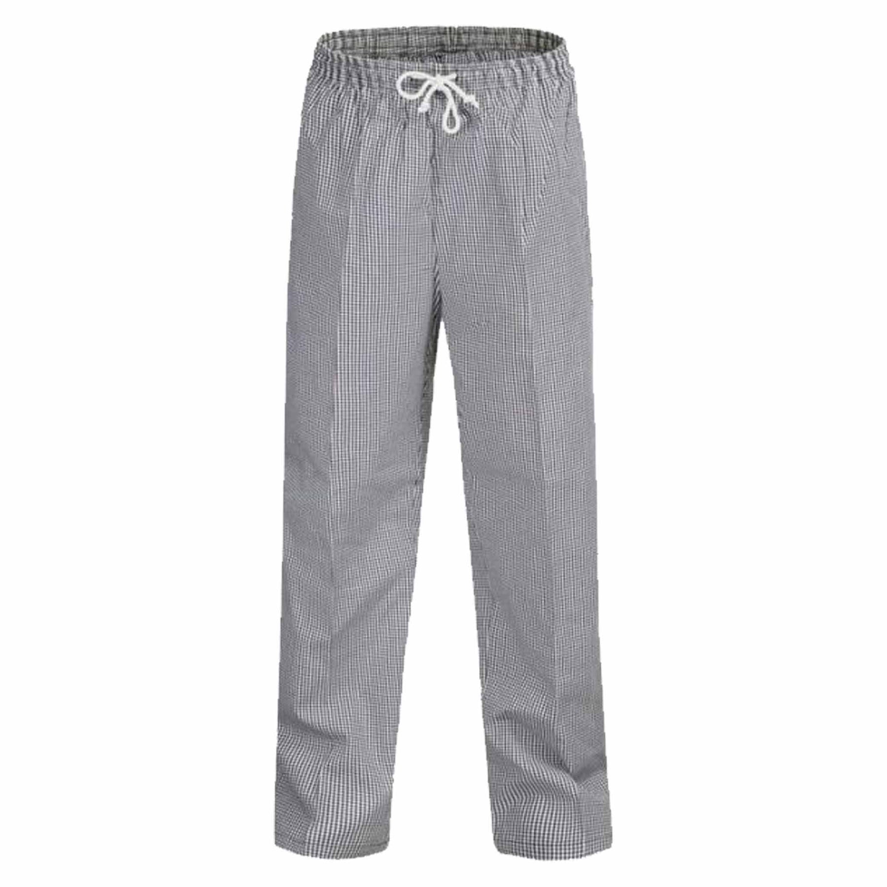 unisex chefs check elastic drawstring pant