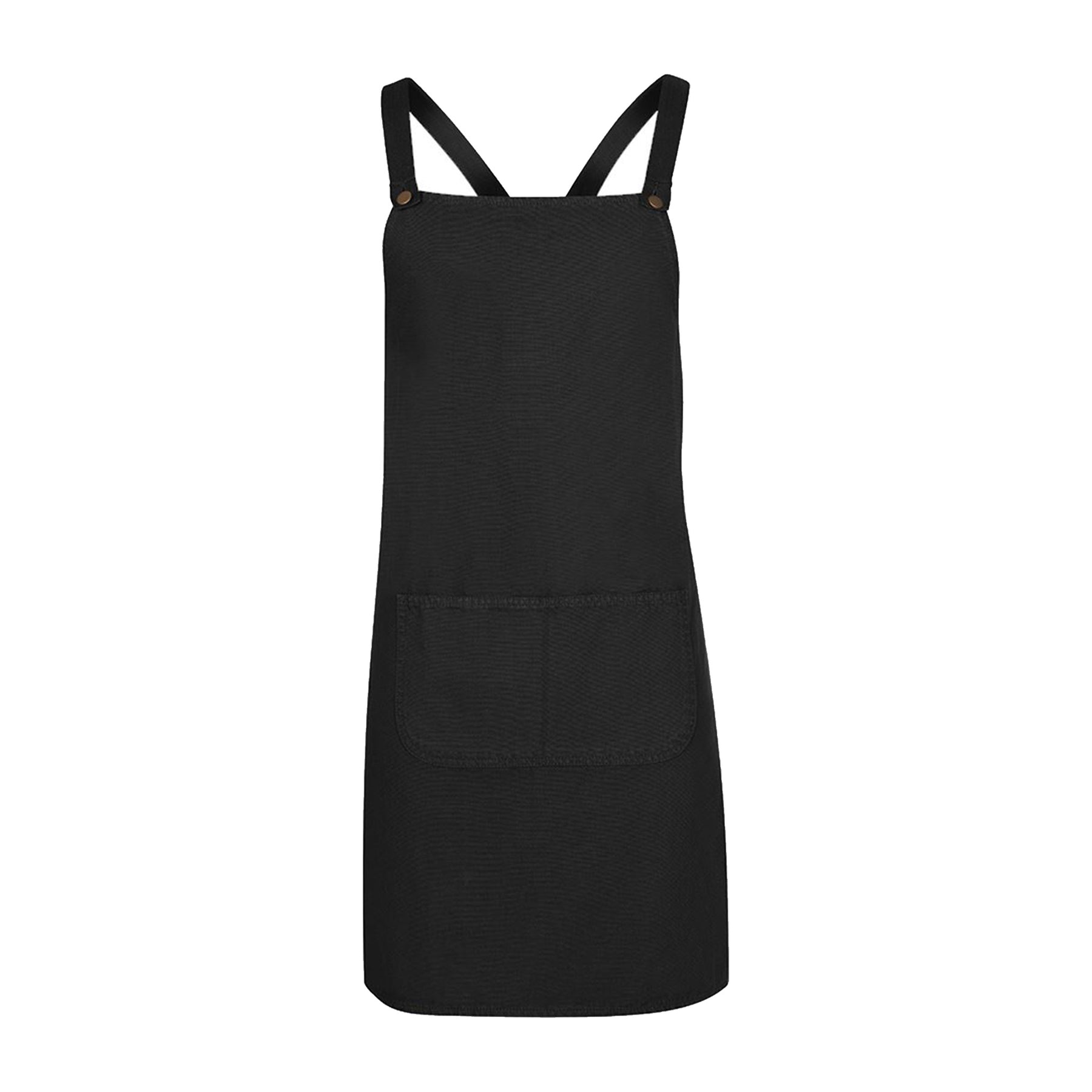 black cross back canvas apron