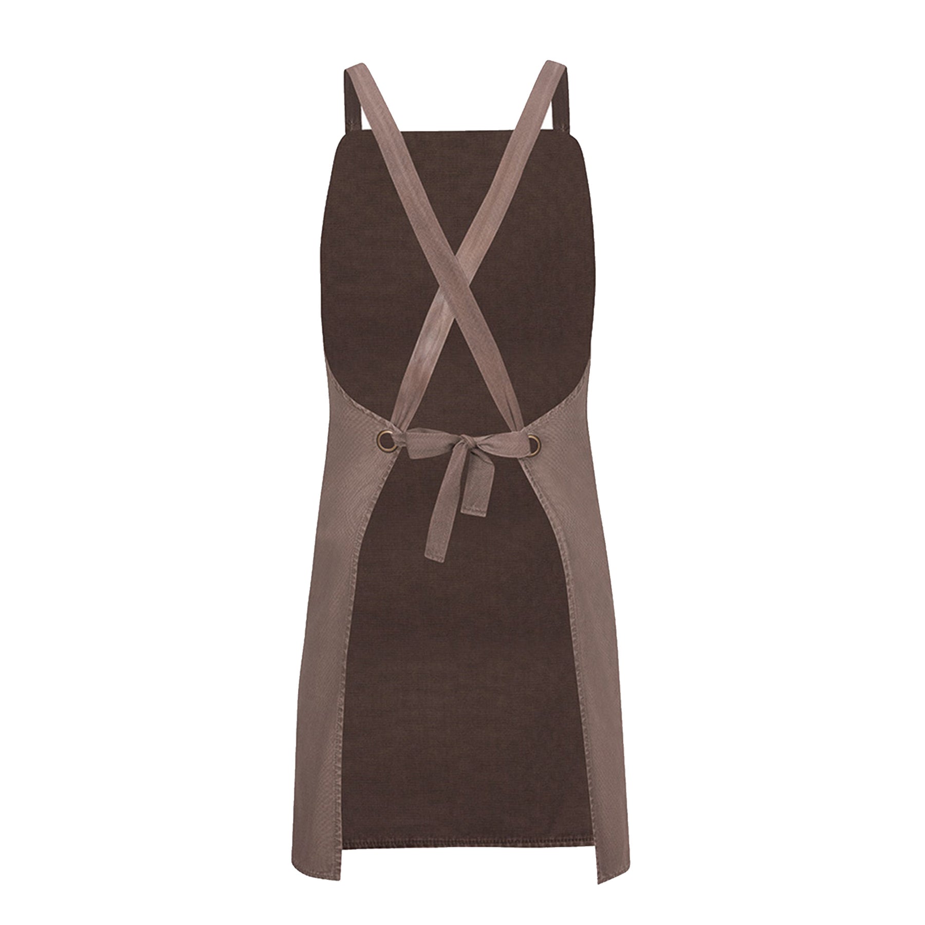 latte cross back canvas apron back view