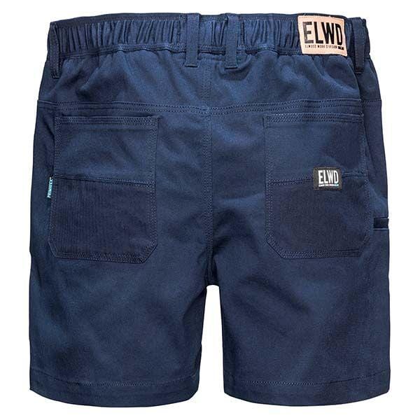 navy elastic basic shorts back view