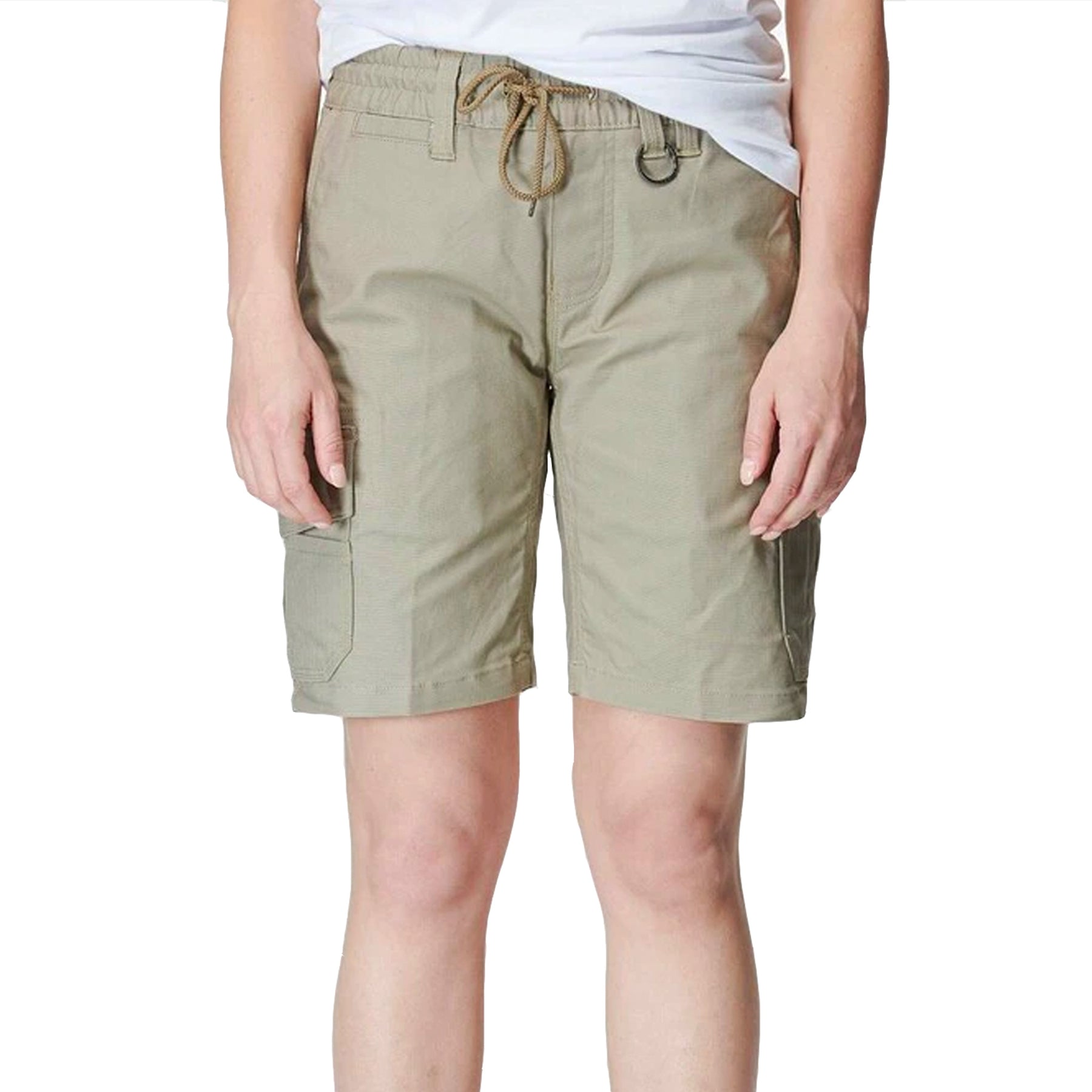 ladies elastic utility short in stone