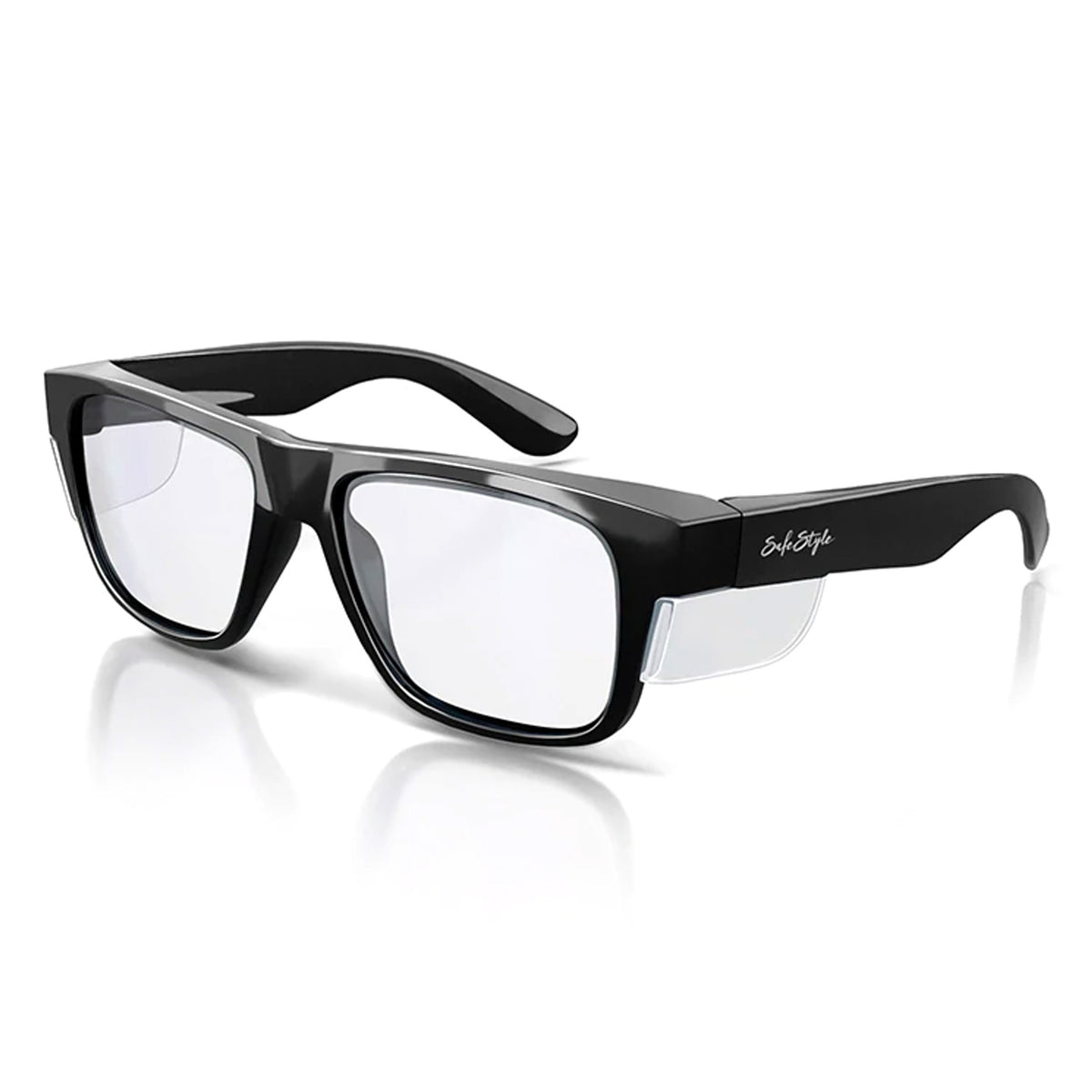 safestyle fusions black frame with clear uv 400 lens