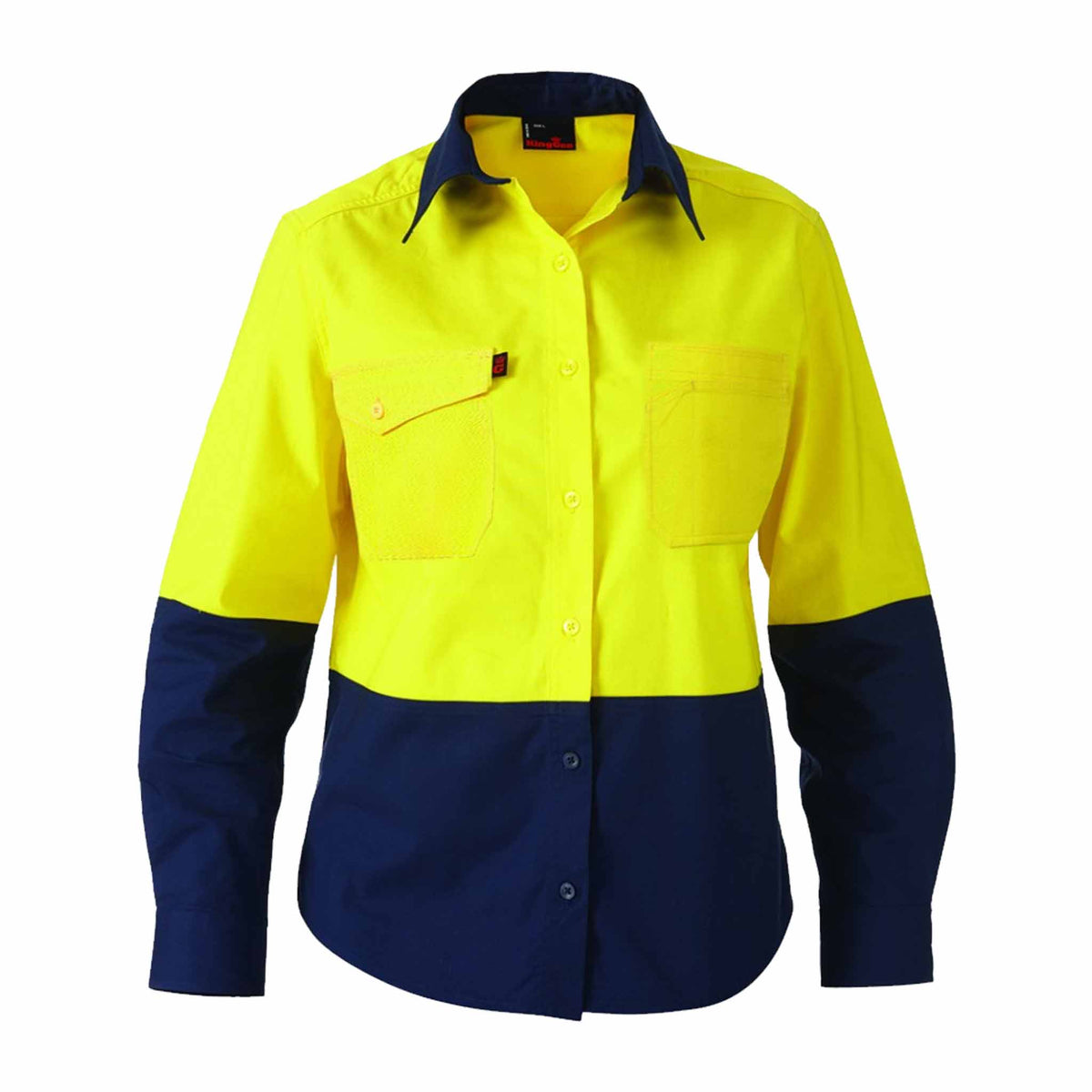 yellow navy long sleeve spliced womens workcool 2 shirt 
