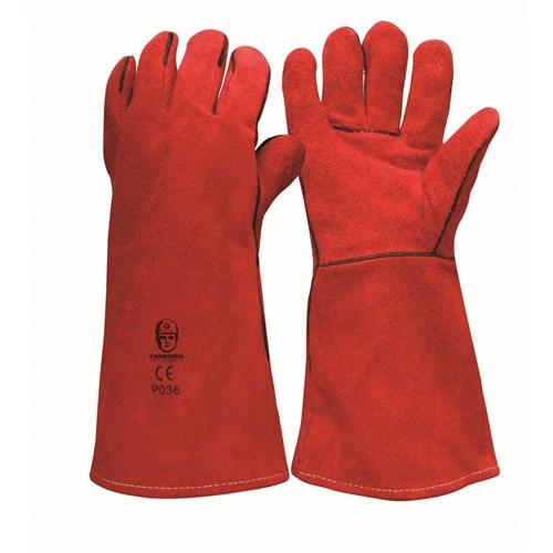 WELDER GAUNTLET KEVLAR STITCH WORK GLOVES - RED - P036