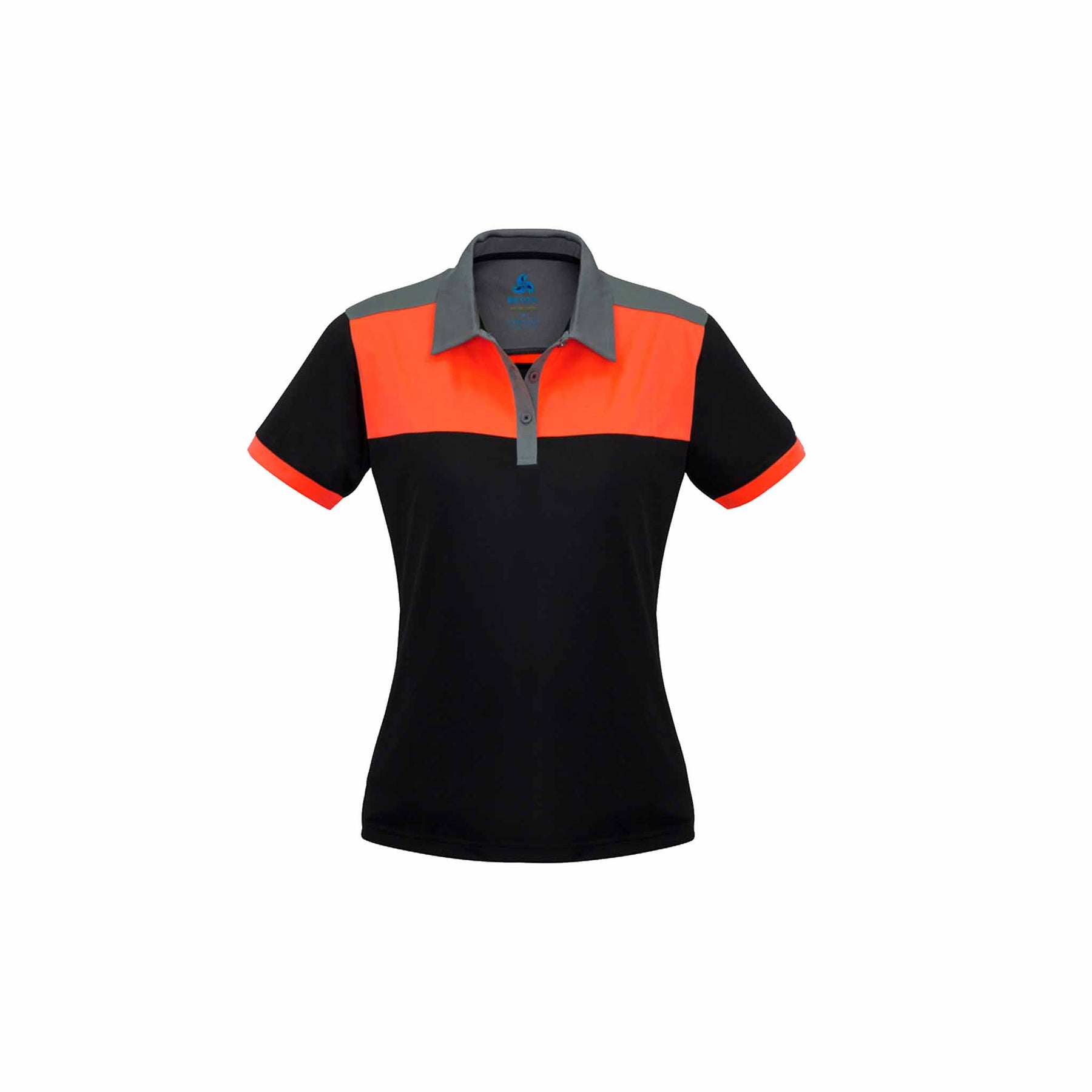 ladies black orange grey polo