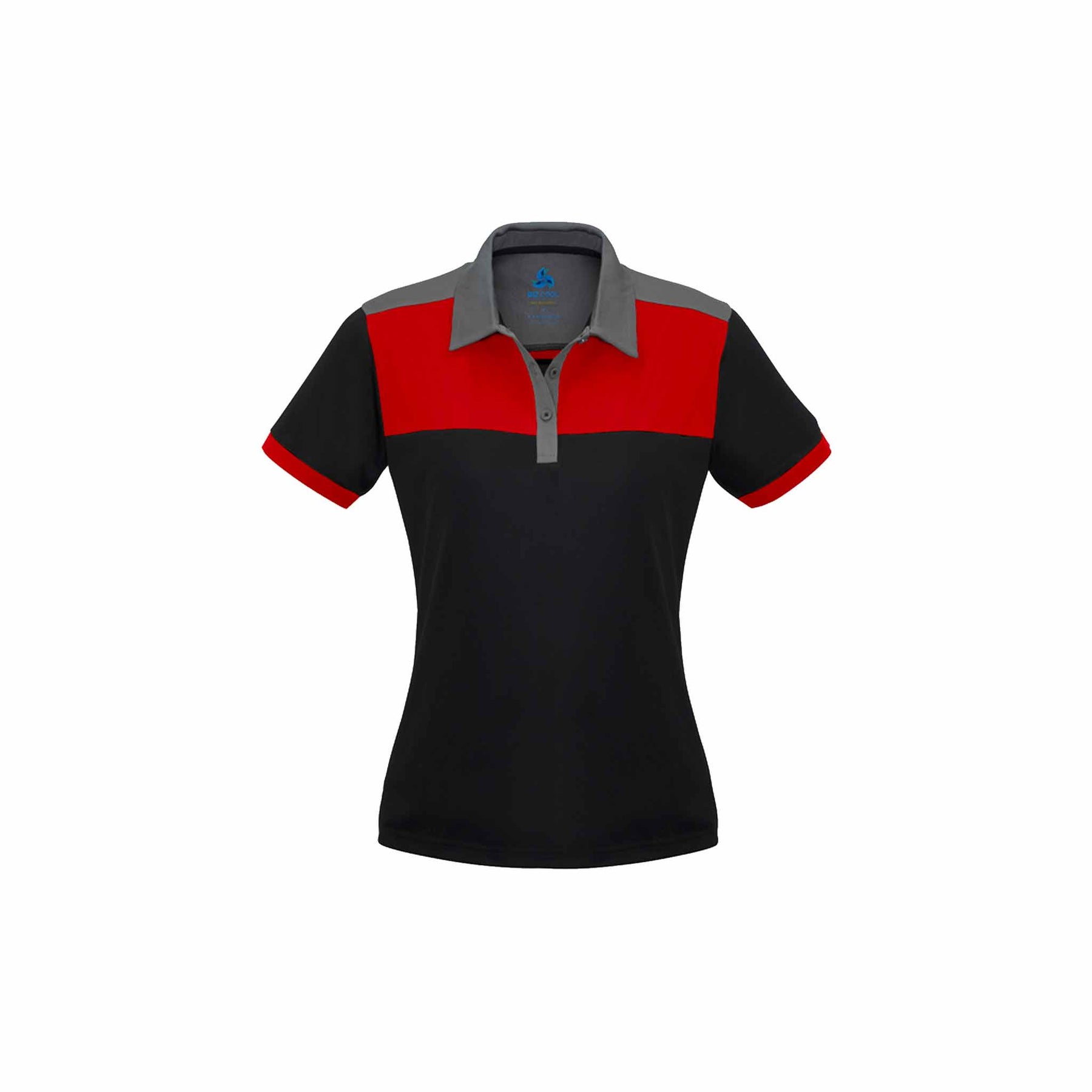 ladies black red grey polo