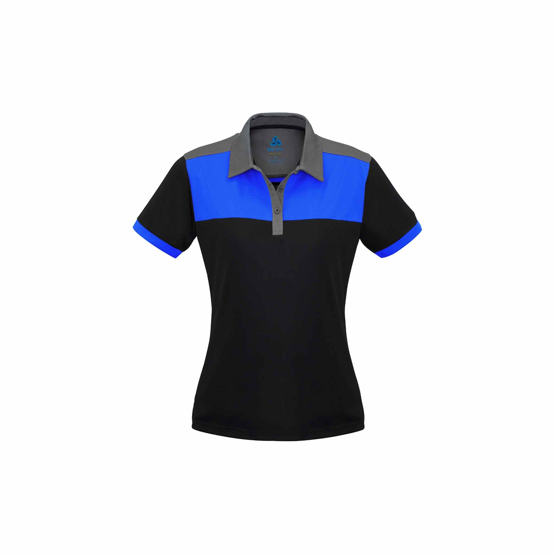 ladies black royal grey polo