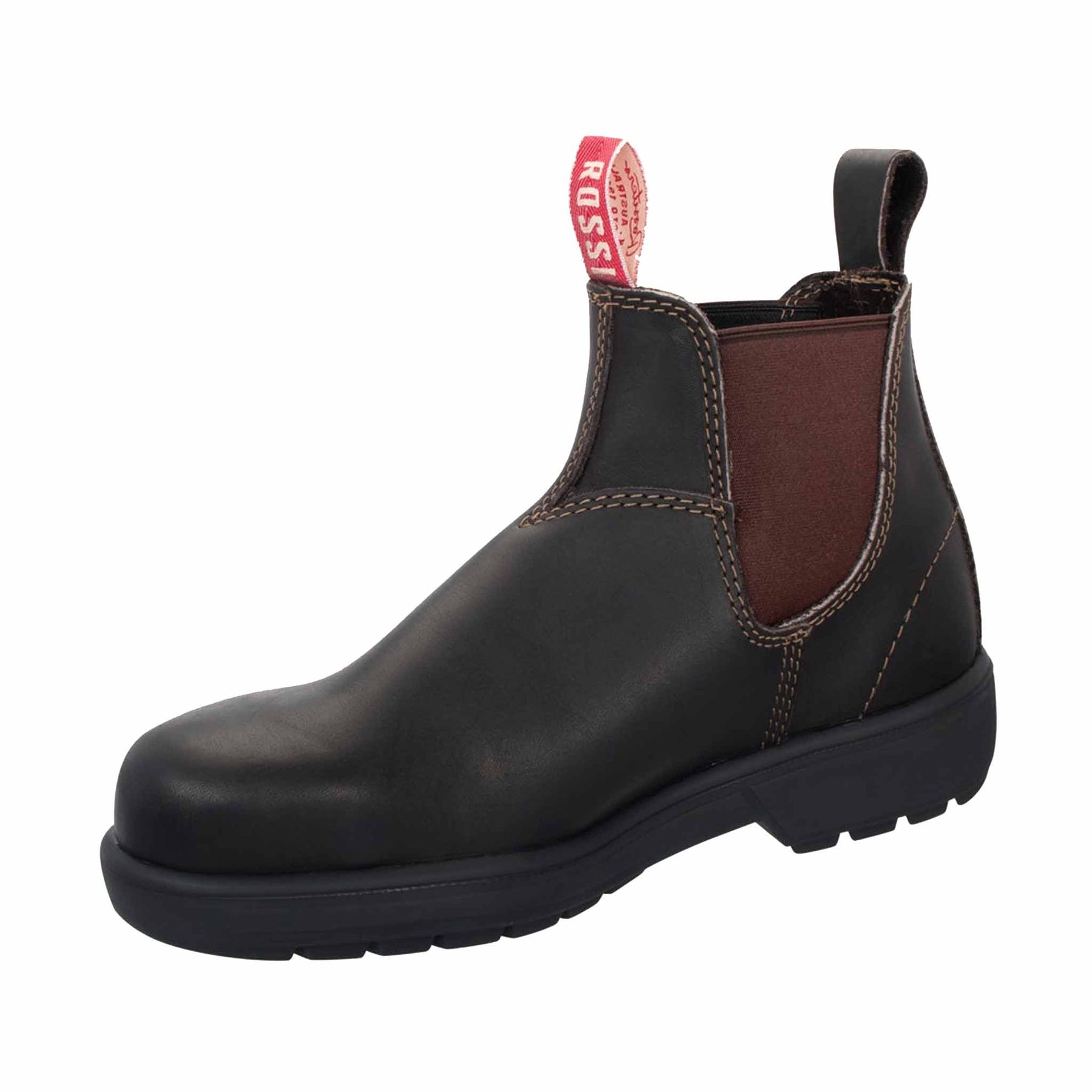 trojan safety pull on boot in brown