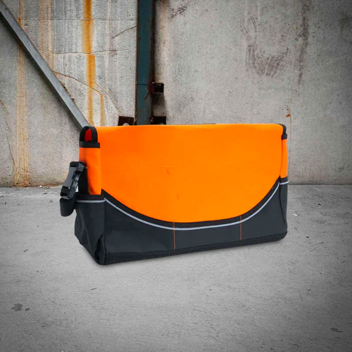 rugged xtremes medium orange pvc crib tool bag