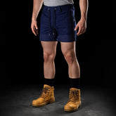 bad saviour pro elastic waist work short shorts in navy