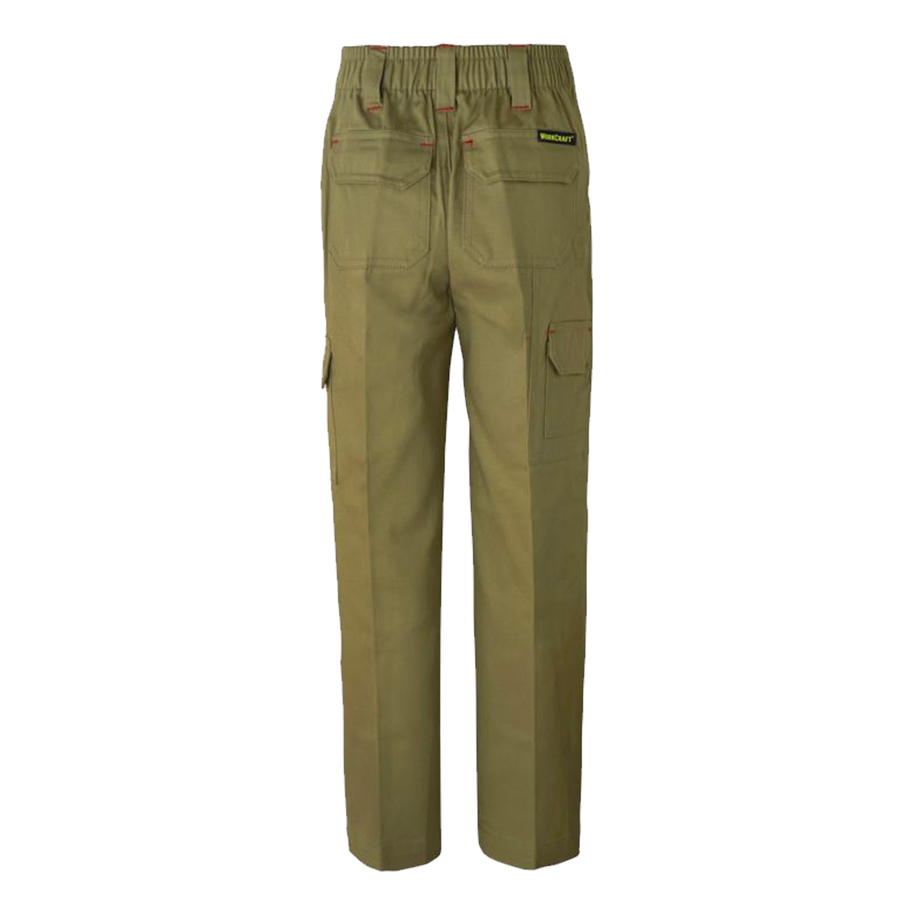 back of kids khaki cargo trousers