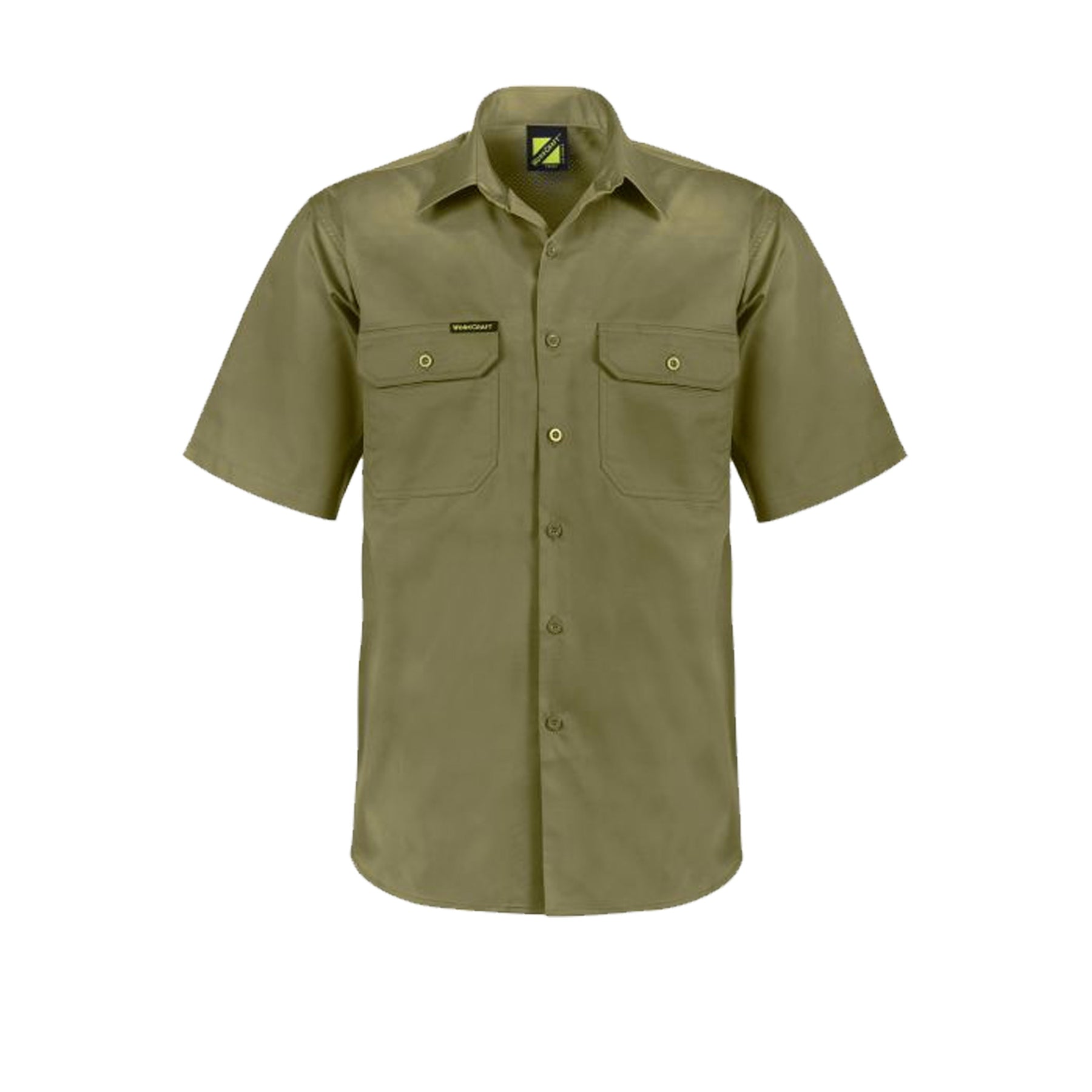 lightweight short sleeve vented cotton drill shirt in khaki