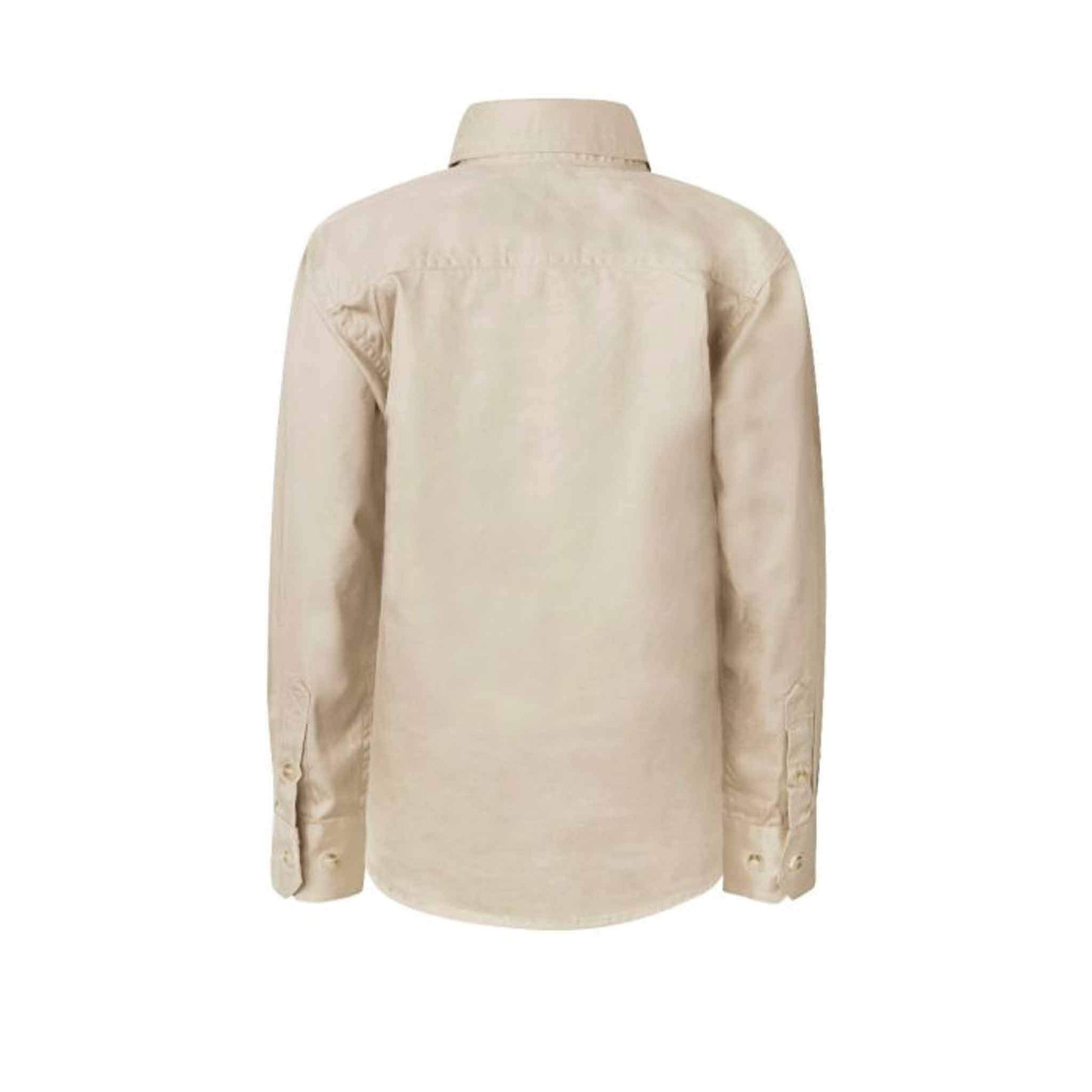 back of kids lightweight half placket long sleeve shirt in cream