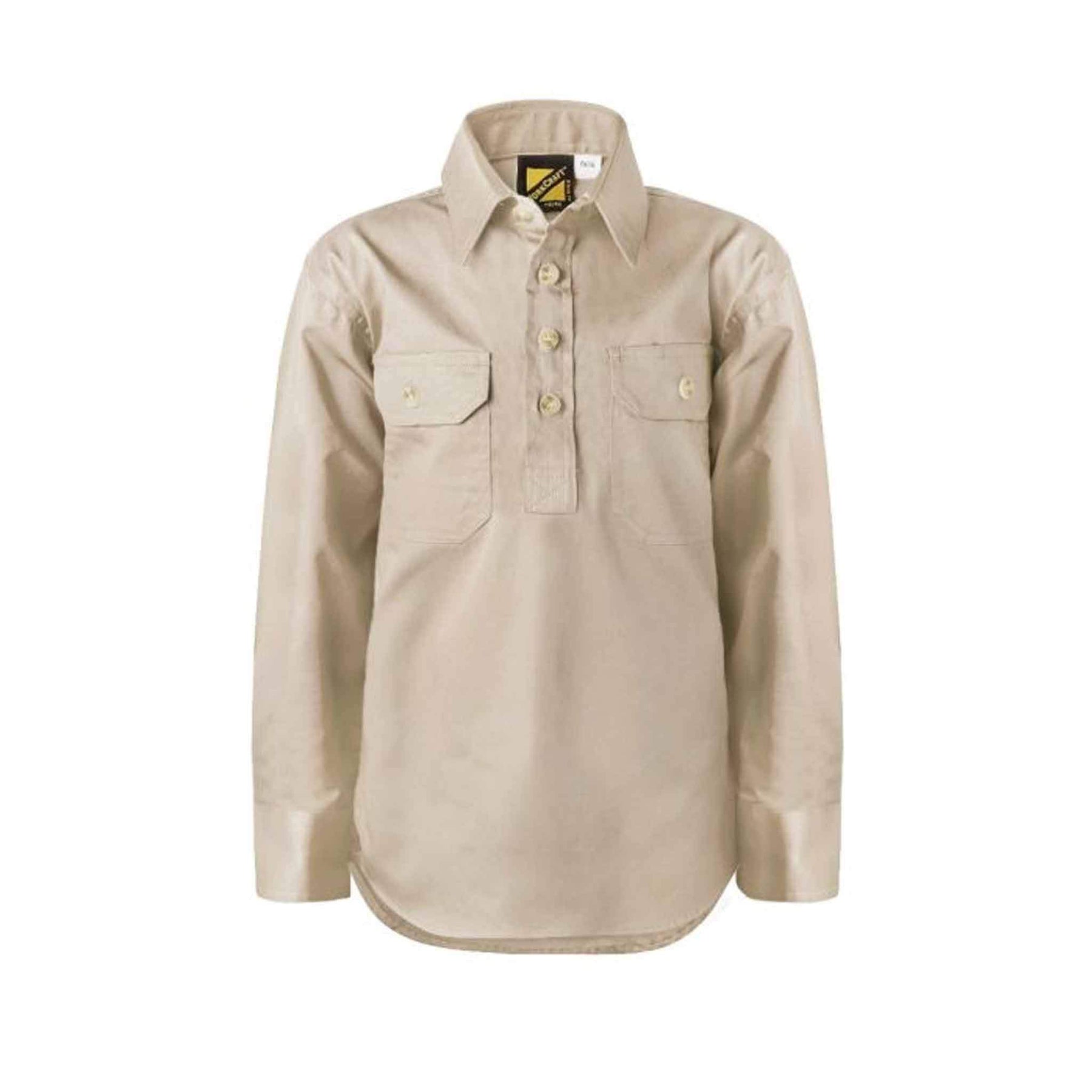 kids lightweight half placket long sleeve shirt in cream