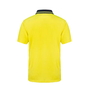 hi vis two tone short sleeve micromesh polo in yellow navy