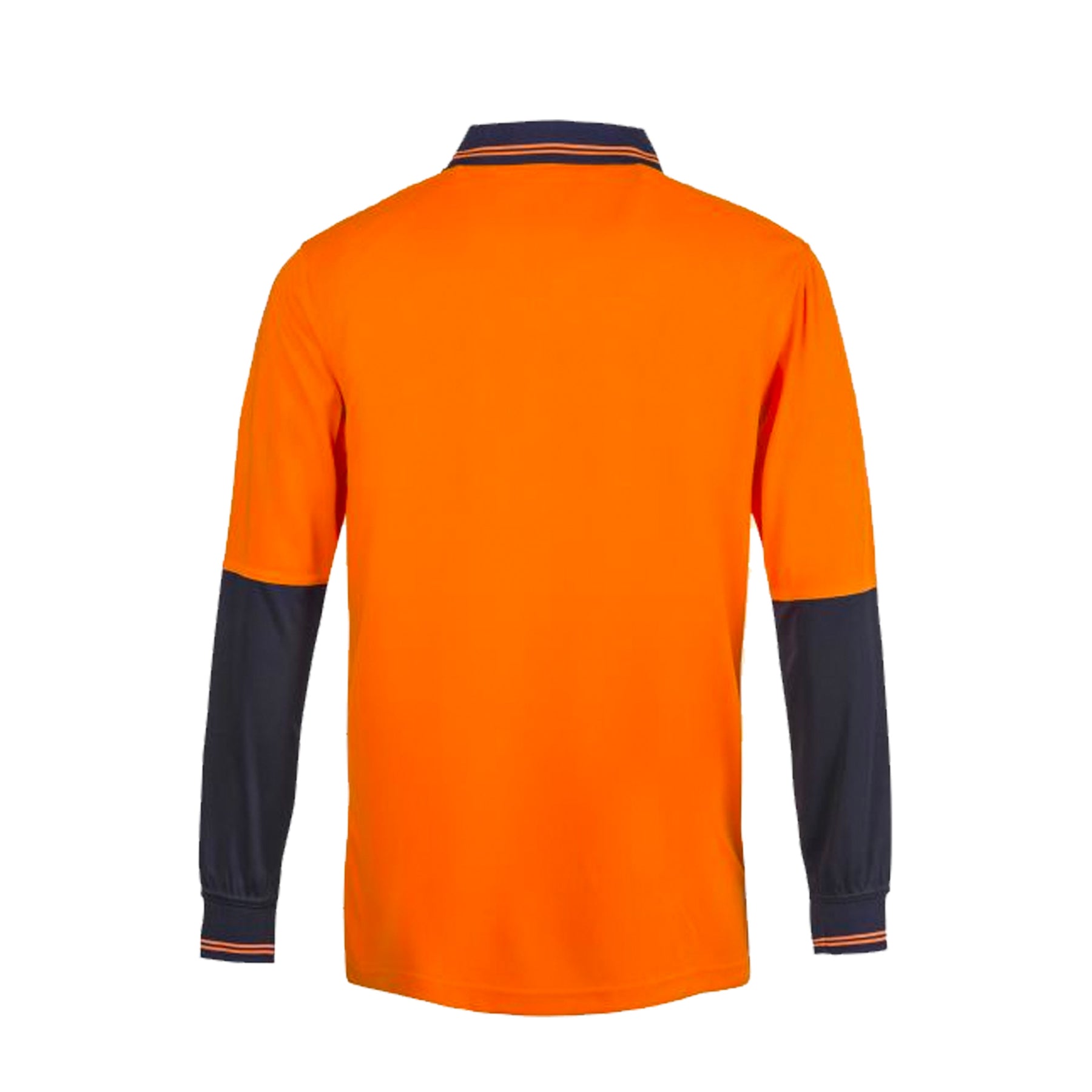 hi vis two tone long sleeve micromesh polo in navy orange