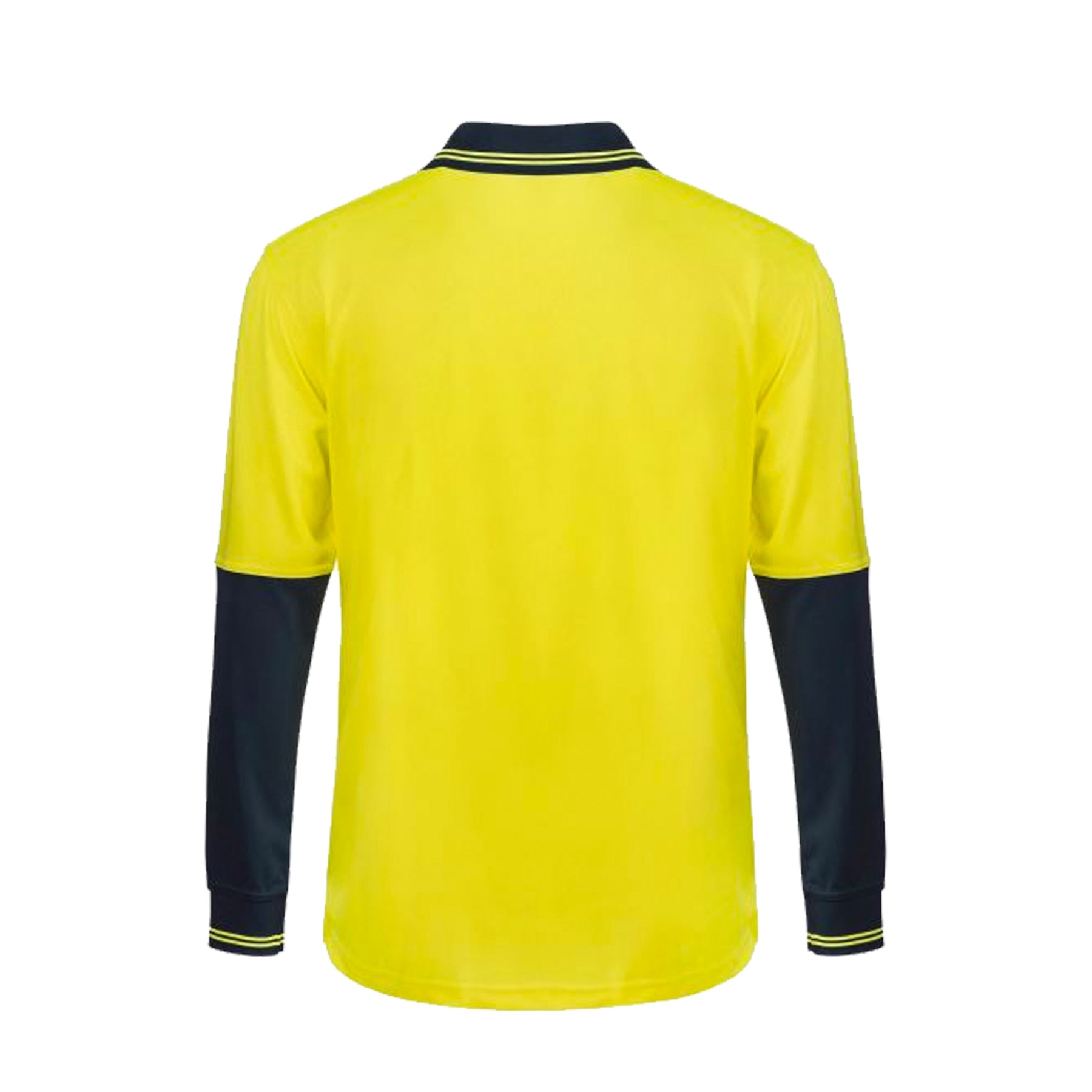 hi vis two tone long sleeve micromesh polo in navy yellow