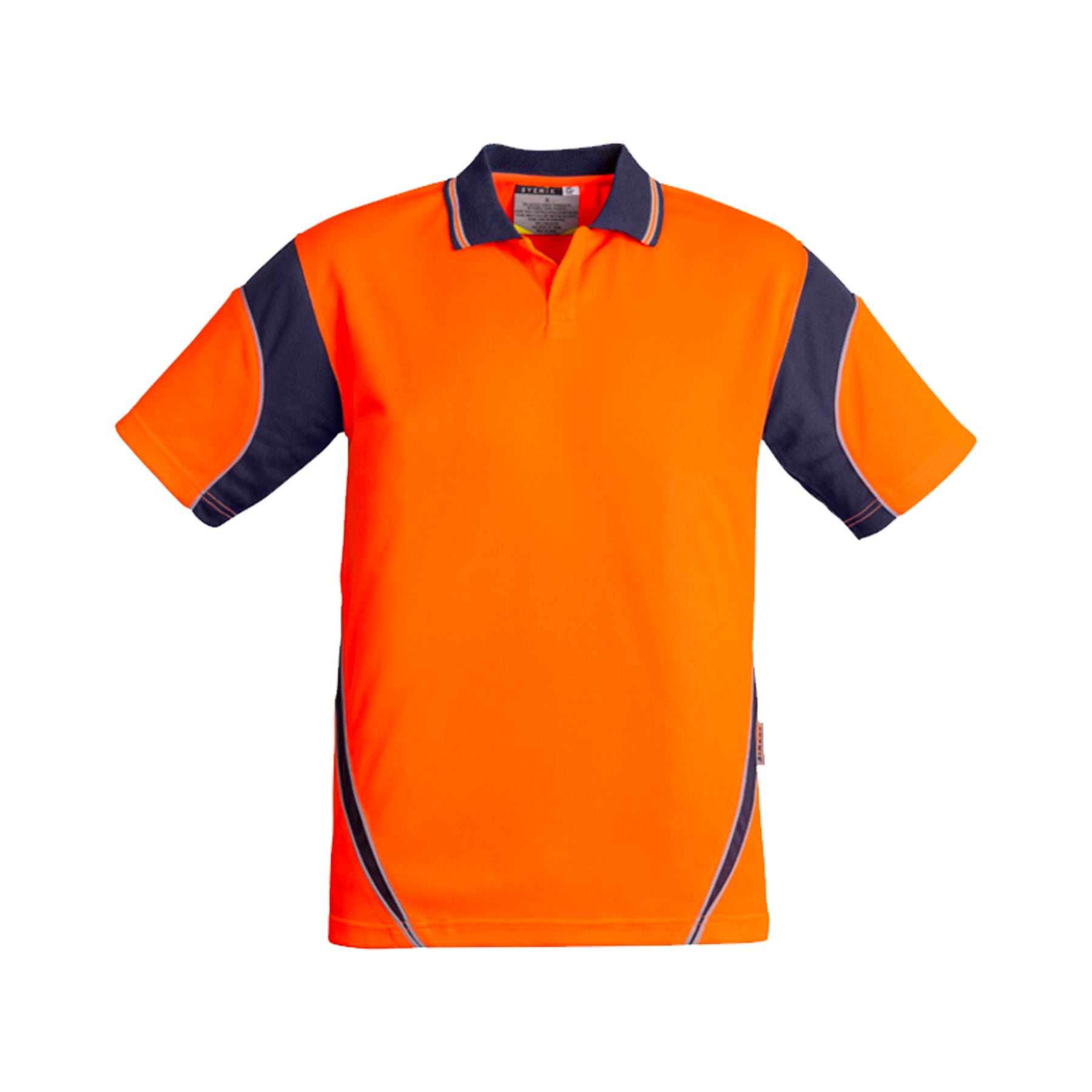 orange navy short sleeve mens hi vis aztec polo 