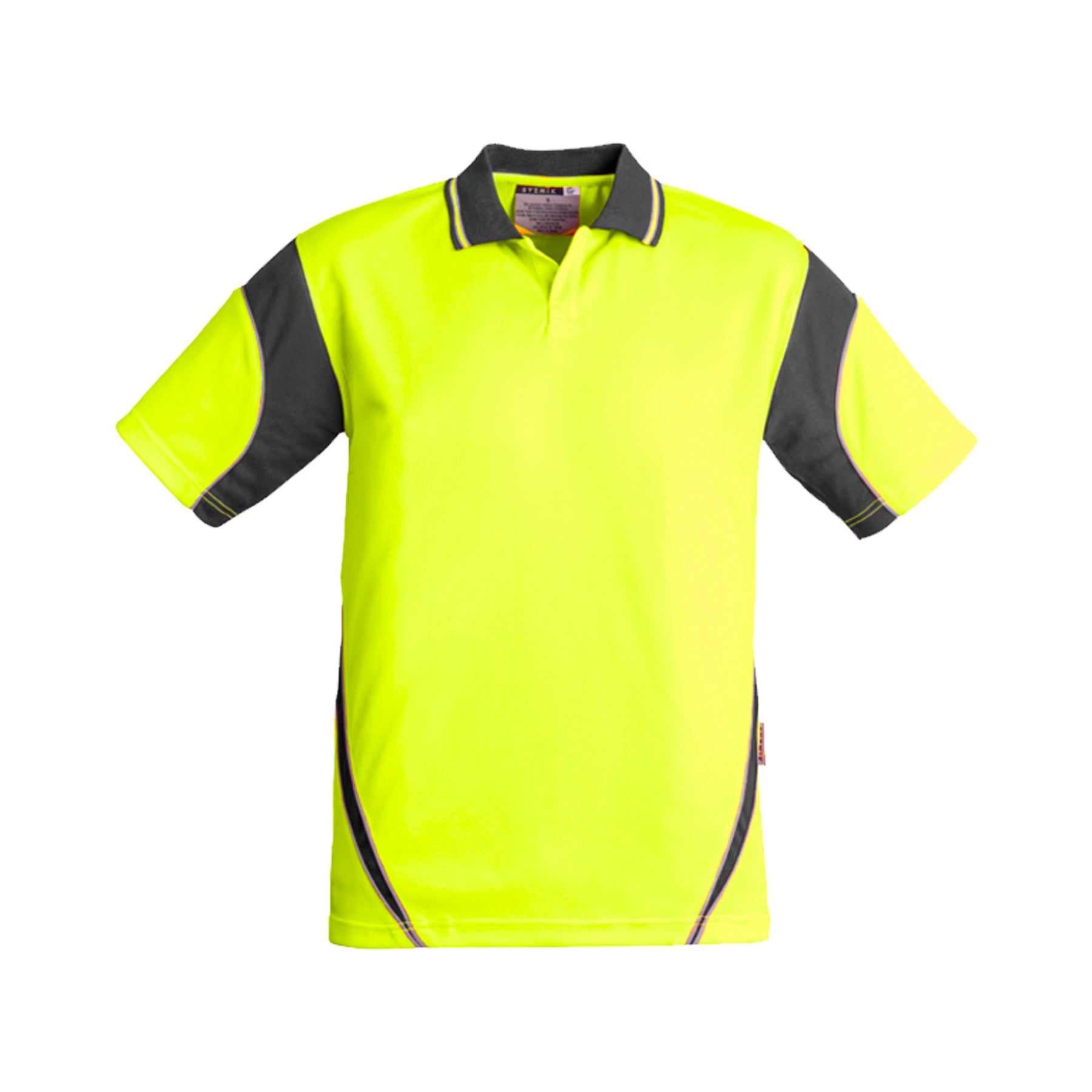 yellow charcoal short sleeve mens hi vis aztec polo