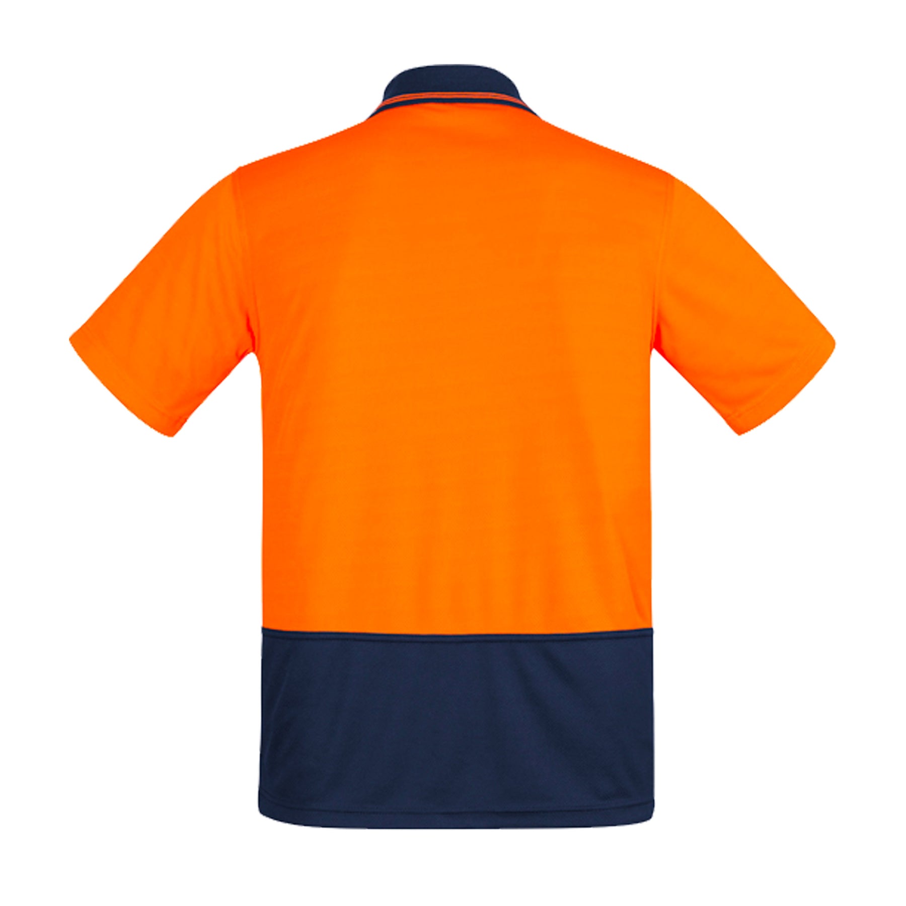 comfort back short sleeve polo in orange navy
