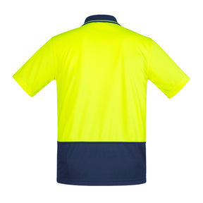 comfort back short sleeve polo in yellow navy