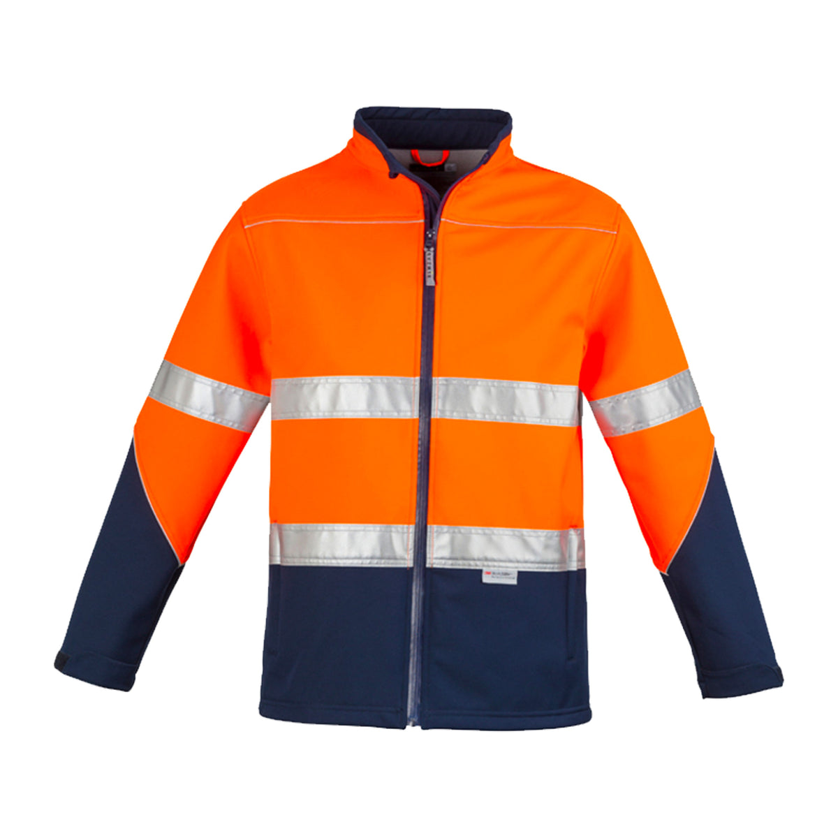 syzmik hi vis soft shell jacket in orange navy