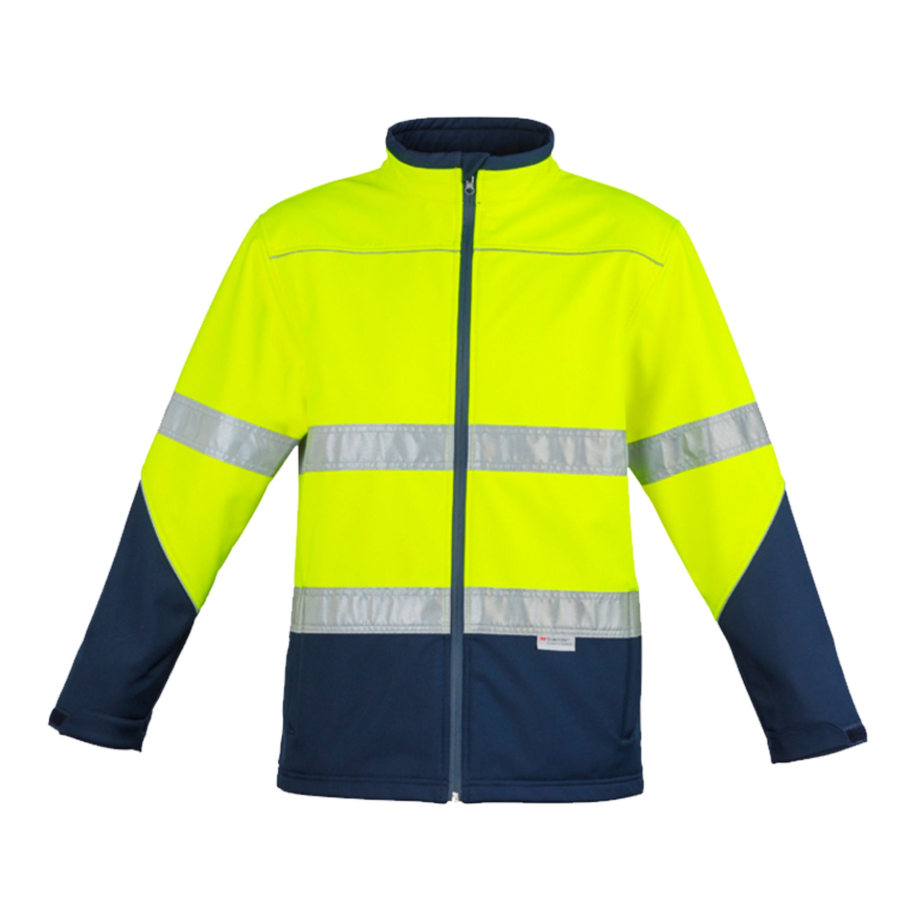 syzmik hi vis soft shell jacket in yellow navy