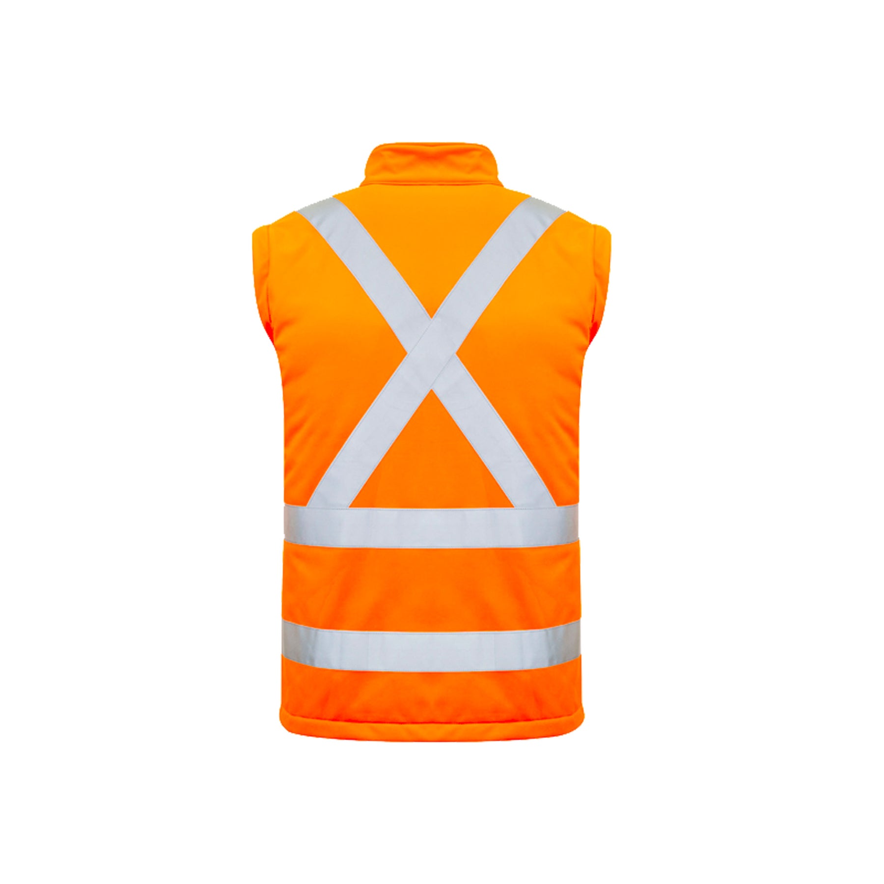 back of orange hi vis 2 in 1 x back soft shell vest