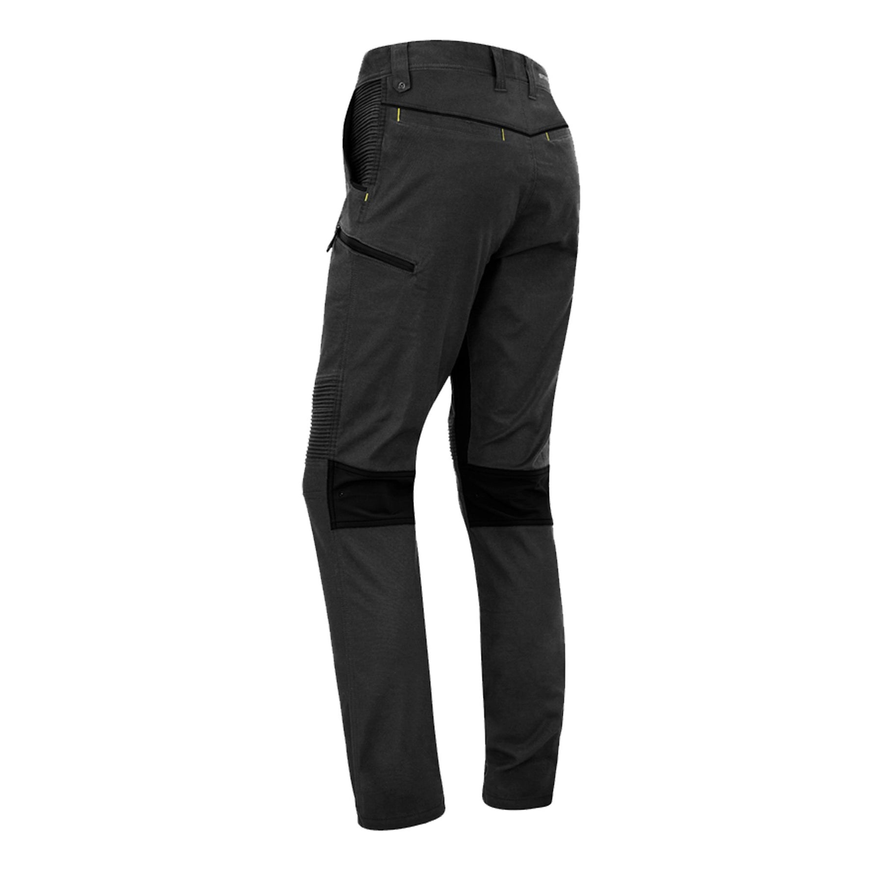 back of streetworx stretch pant non cuffed in charcoal