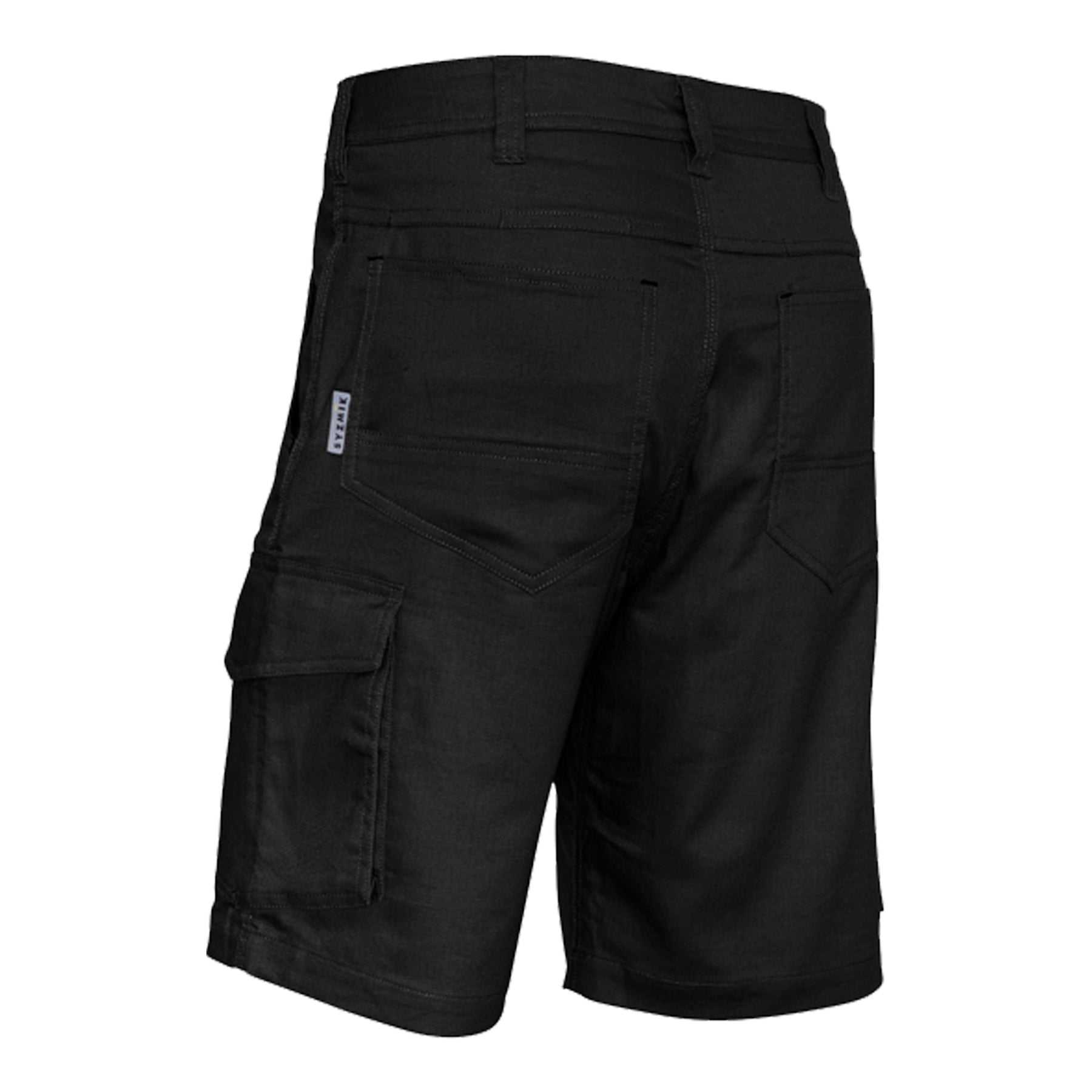 syzmik back of rugged vented short in black