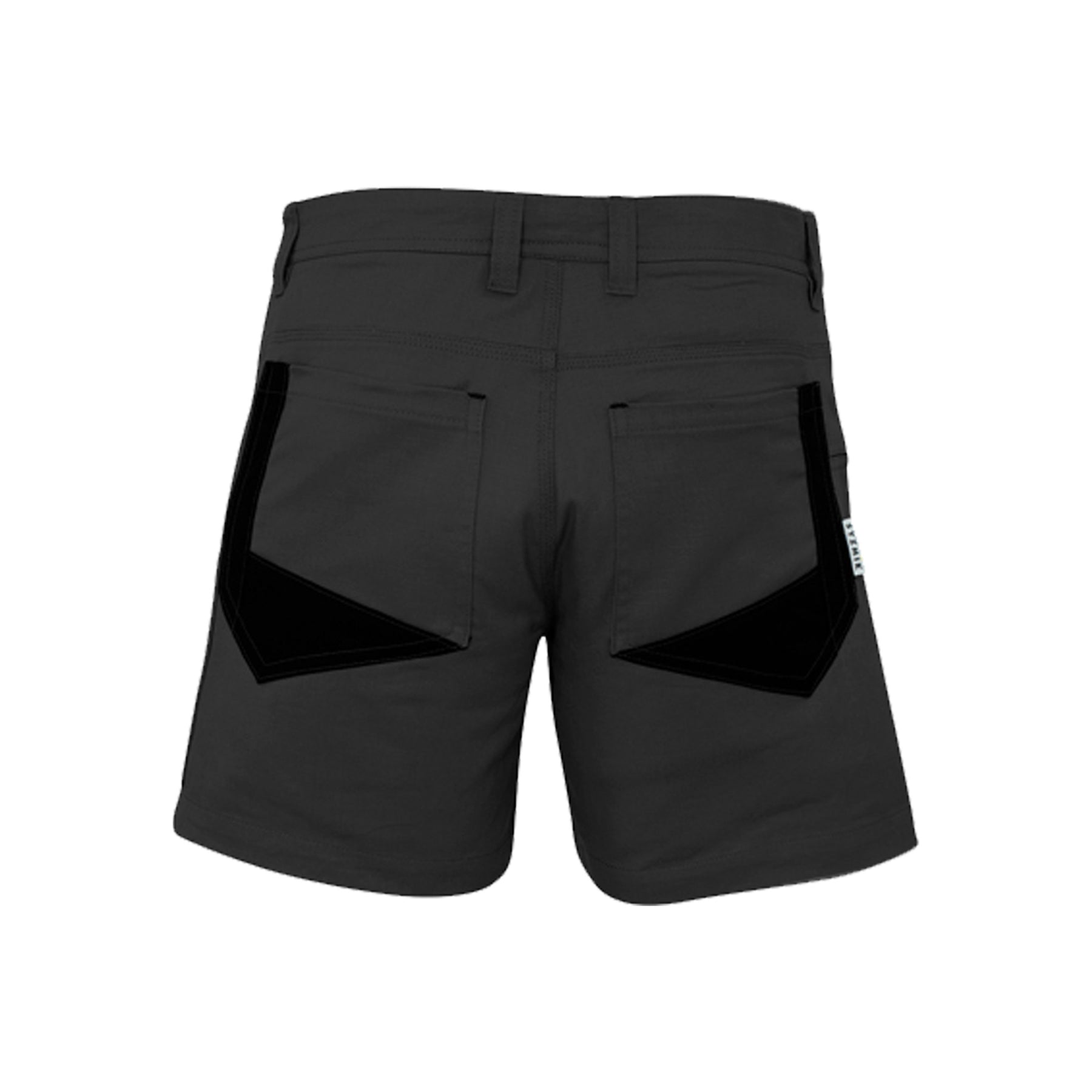 back of rugged cooling short short in charcoal