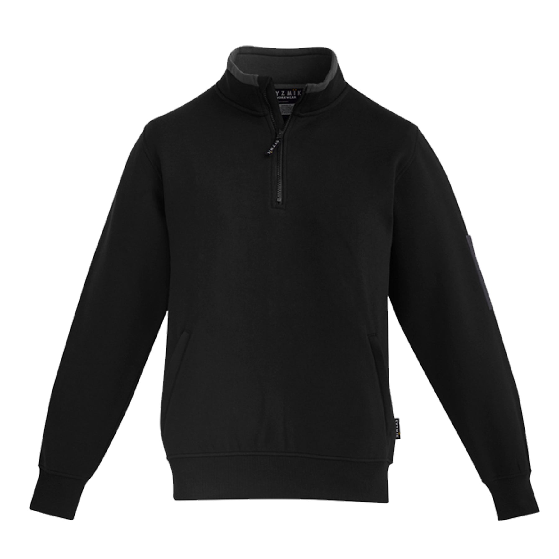 syzmik mens 1/4 zip brushed fleece in black