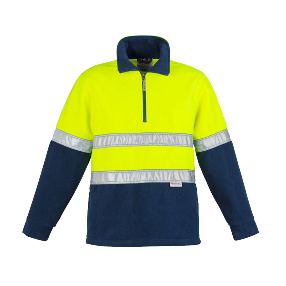 yellow navy hi vis hoop taped fleece jumper