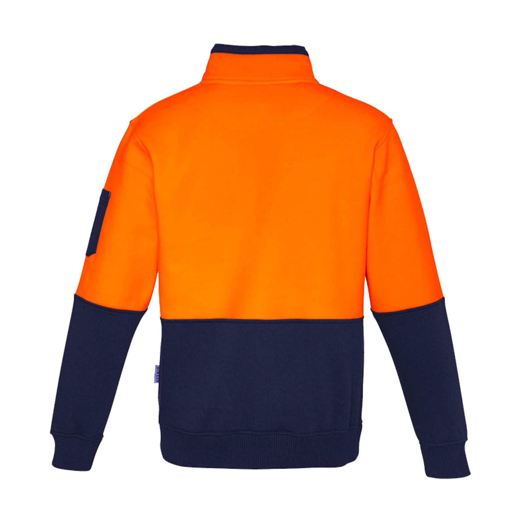 hi vis half zip pullover in orange navy