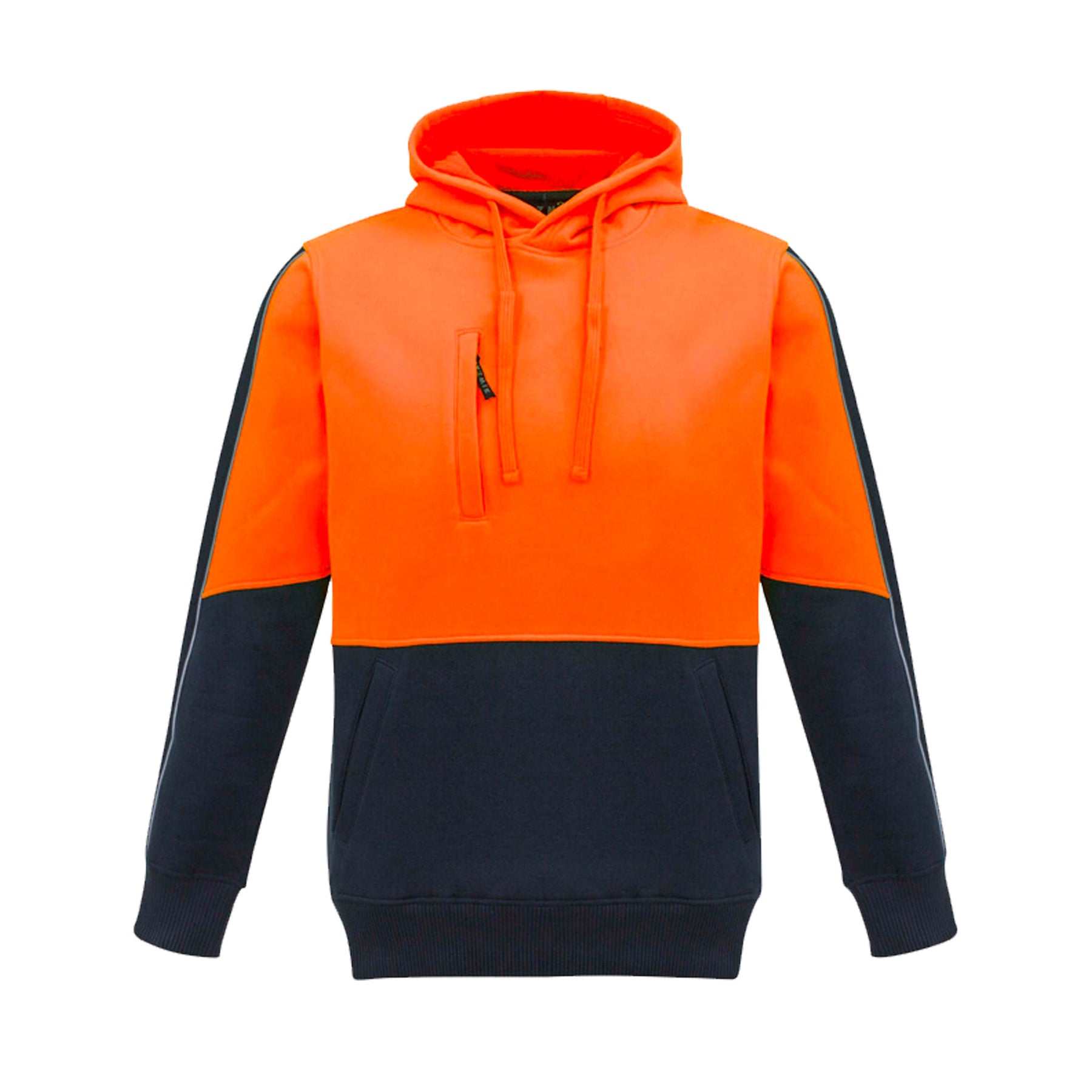 syzmik hi vis pullover hoodie in orange navy