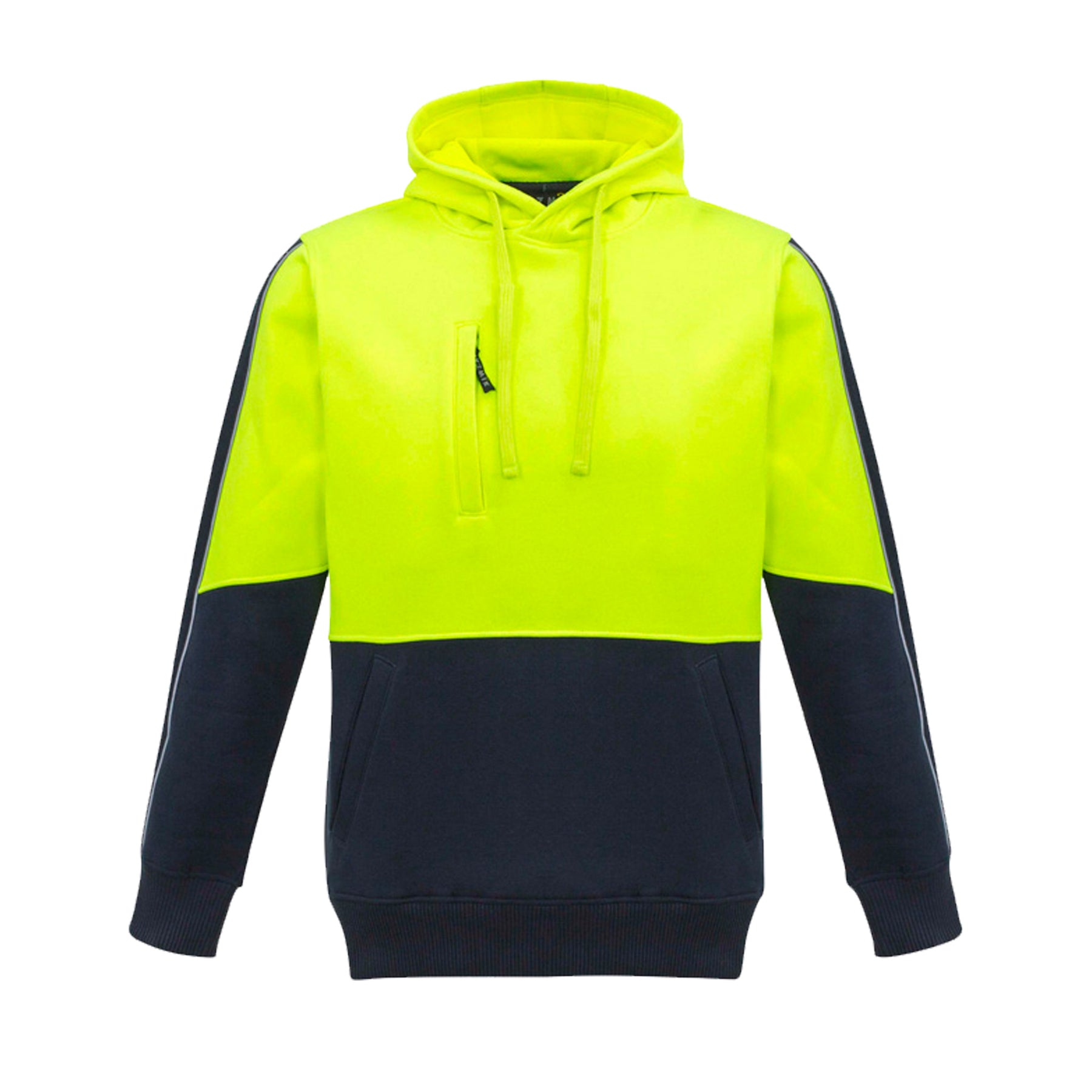 syzmik hi vis pullover hoodie in yellow navy