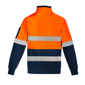 syzmik hi vis zip fleece pullover hoop taped in orange navy
