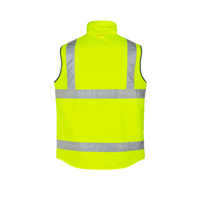 back side of yellow hi vis lightweight fleece lined vest