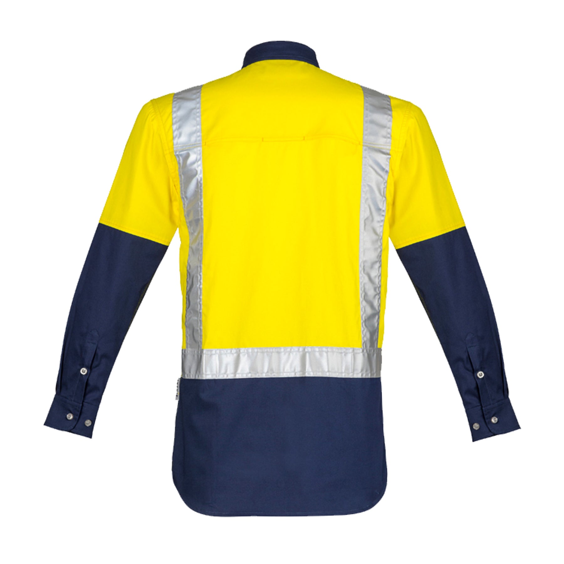 hi vis shoulder taped spliced industrial shirt in yellow navy