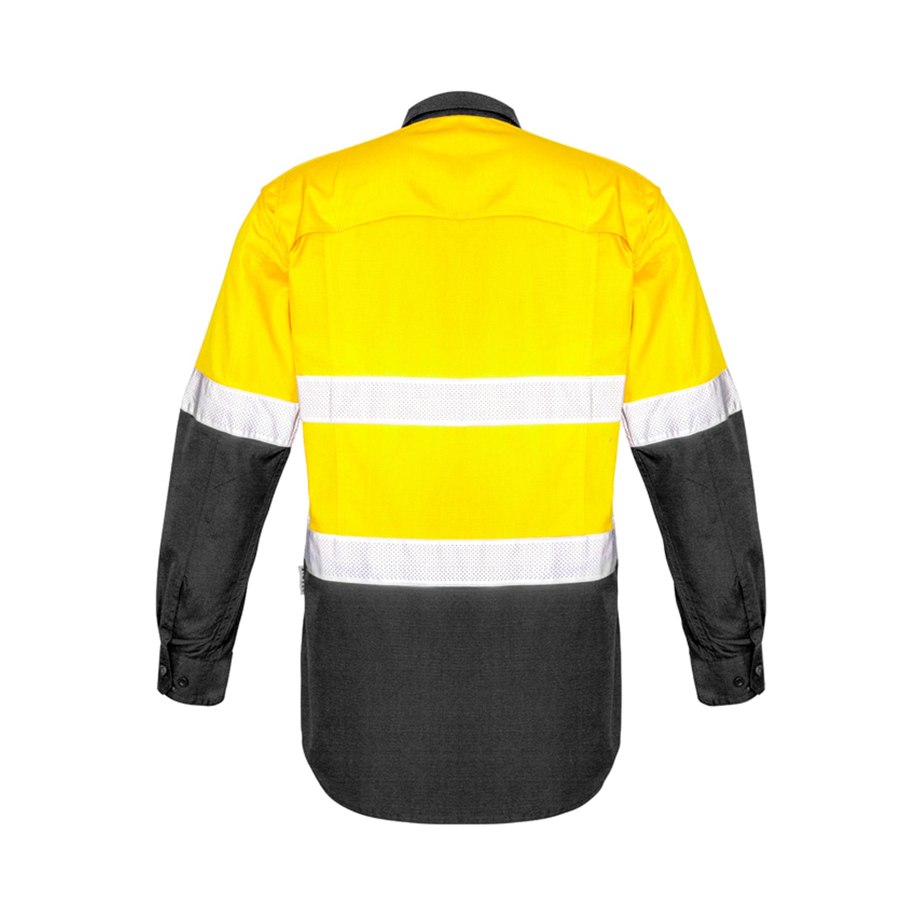 hi vis long sleeve hoop taped spliced rugged shirt in yellow charcoal